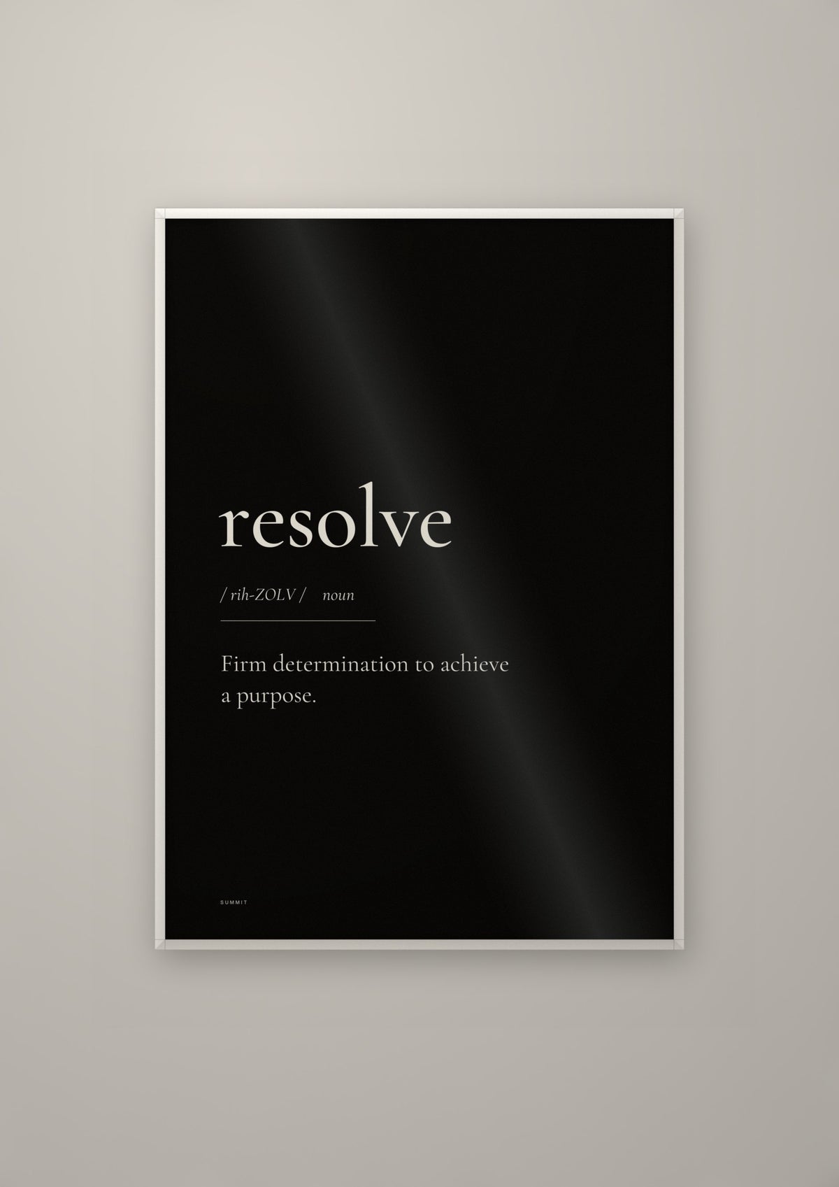 Resolve (Black) in a white frame