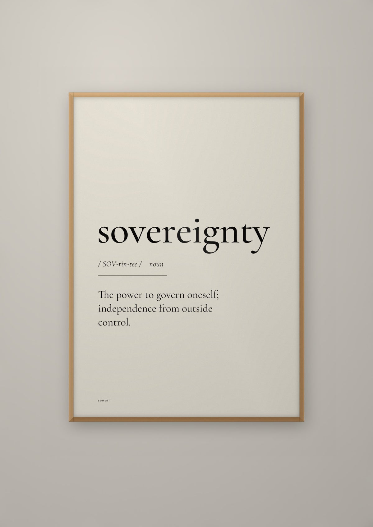 Sovereignty in a natural wood frame