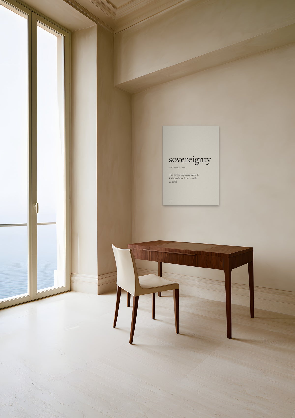 Sovereignty, unframed art print shown in monaco-apartment-study
