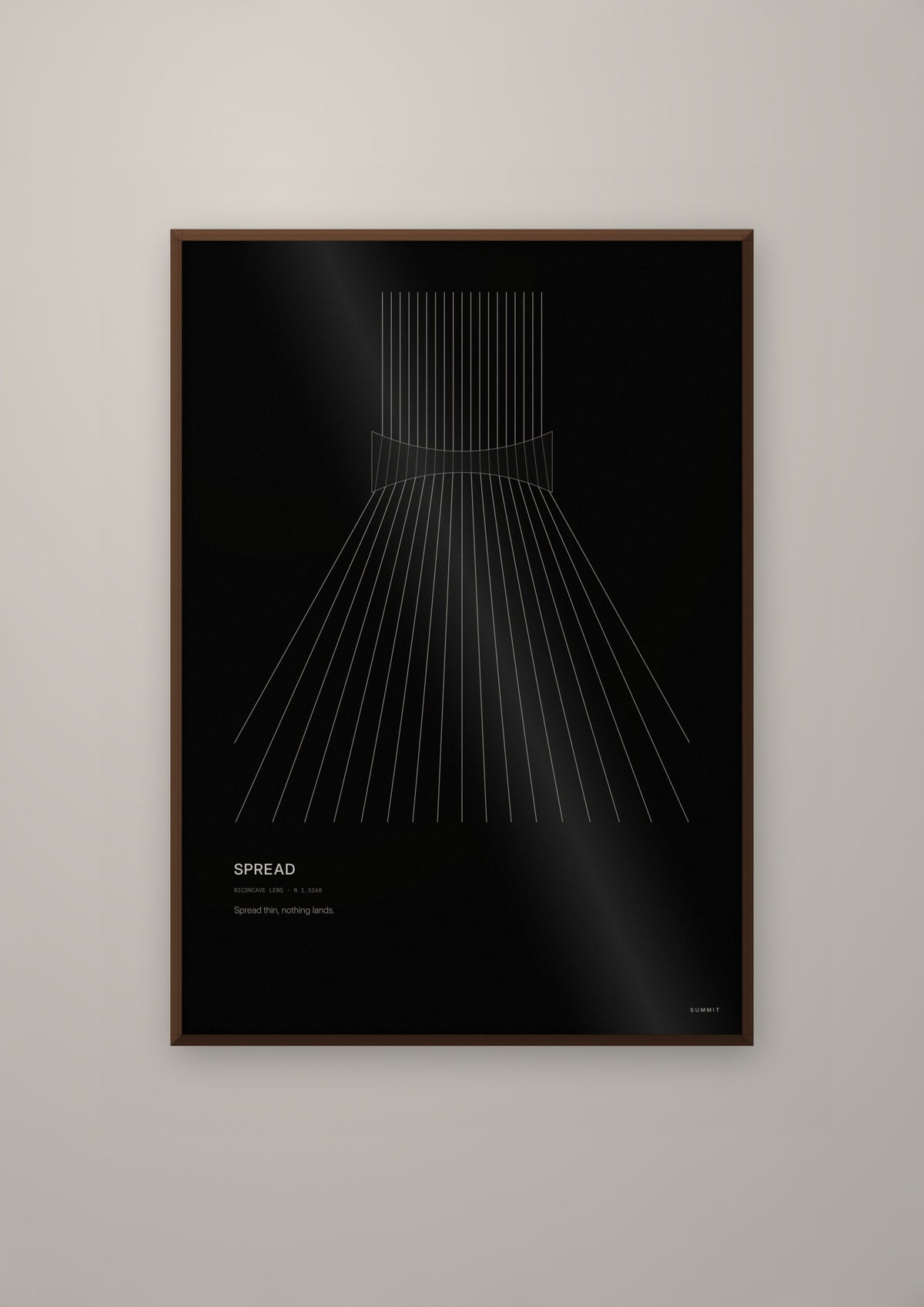 Spread in a dark wood frame