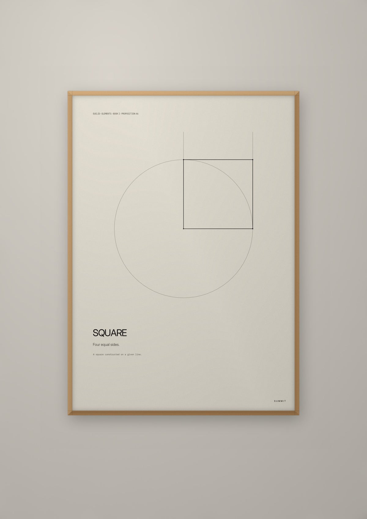 Square in a natural wood frame