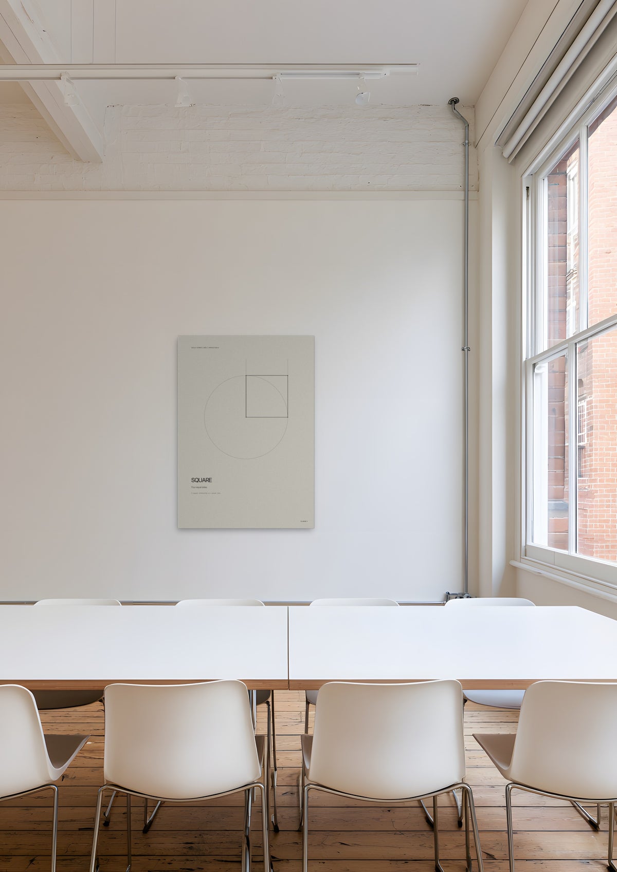 Square, unframed art print shown in farringdon-architects-meeting-room