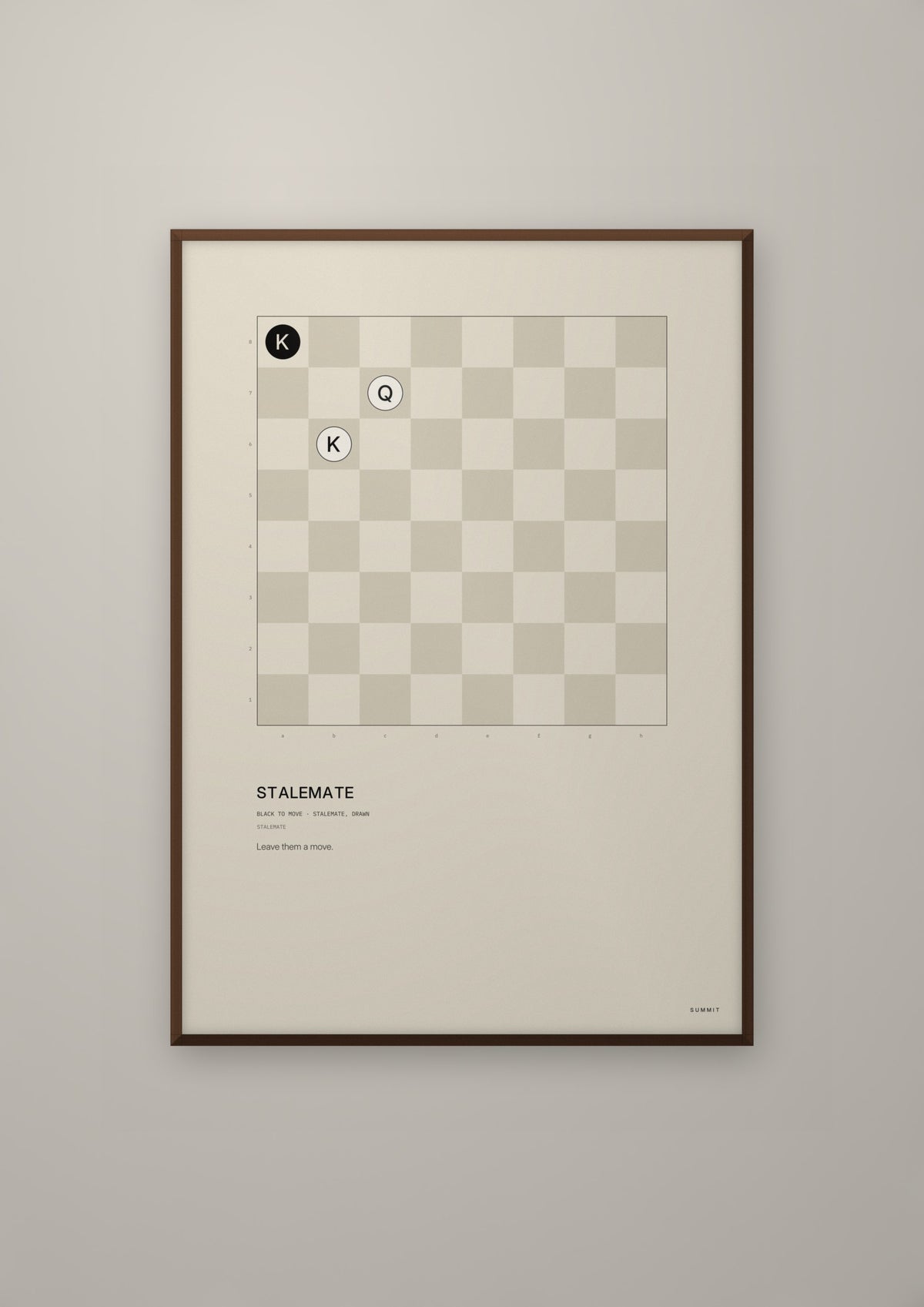 Stalemate in a dark wood frame
