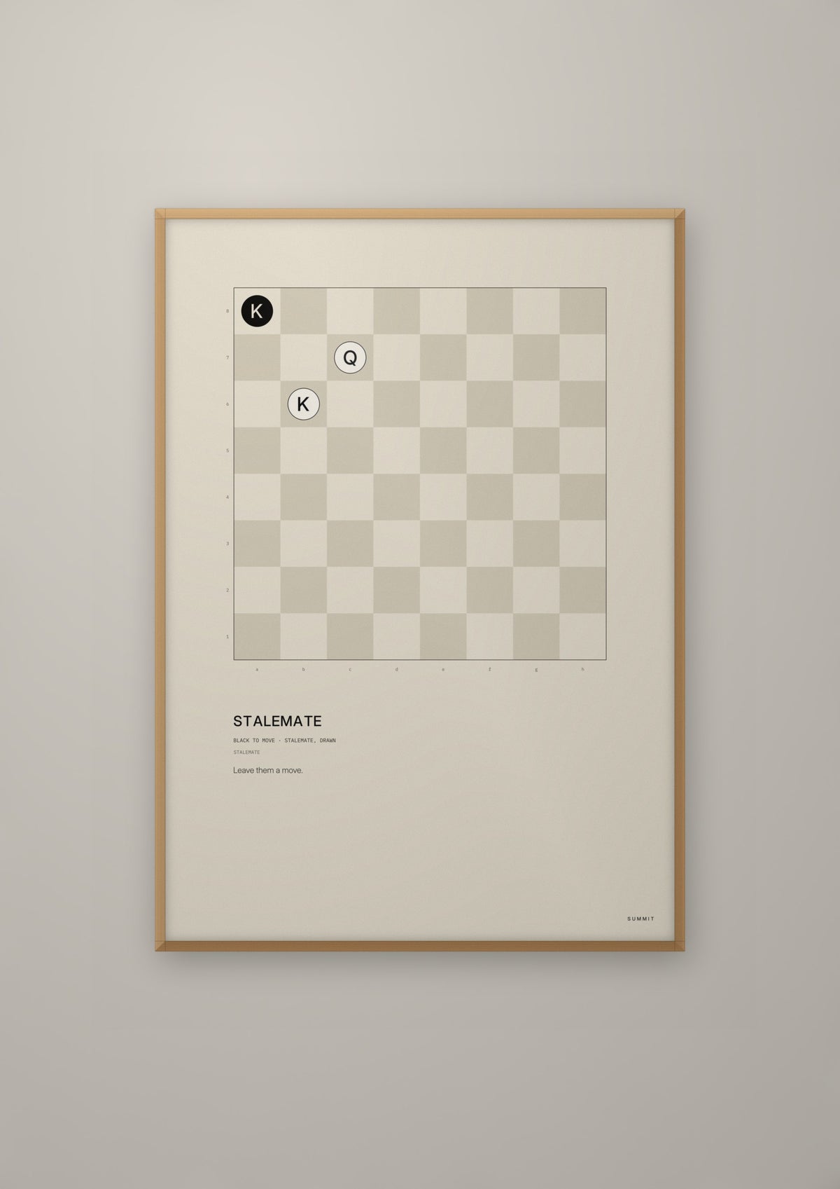 Stalemate in a natural wood frame