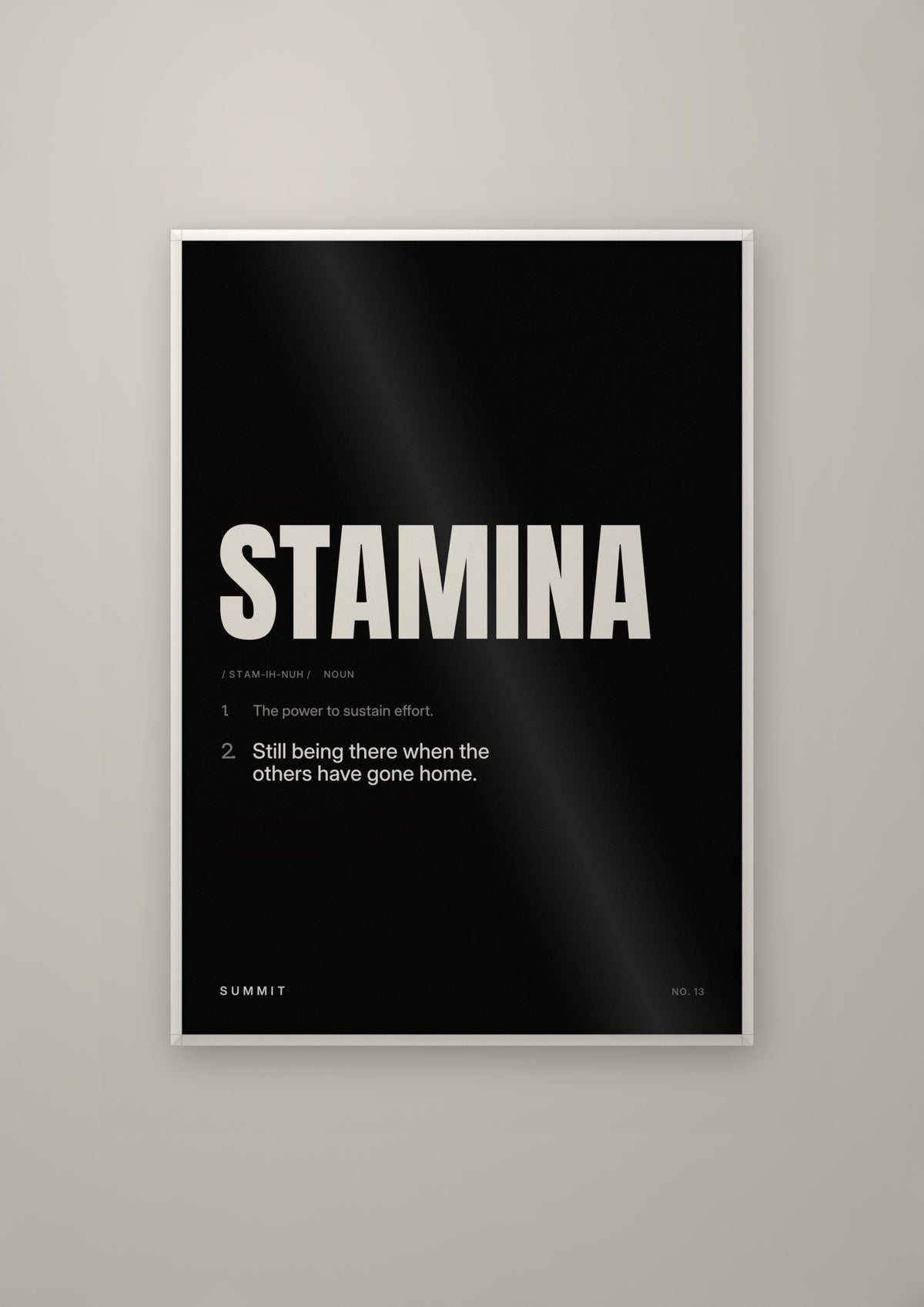 Stamina, Defined (Black) in a white frame