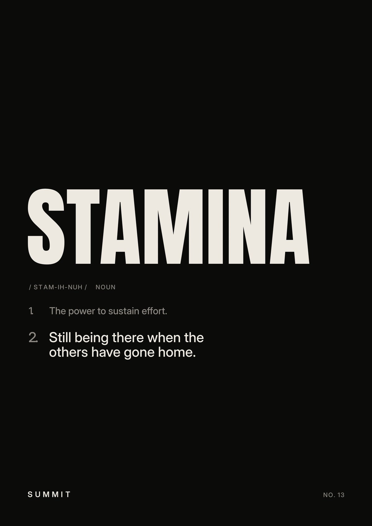 Stamina, Defined (Black), unframed art print