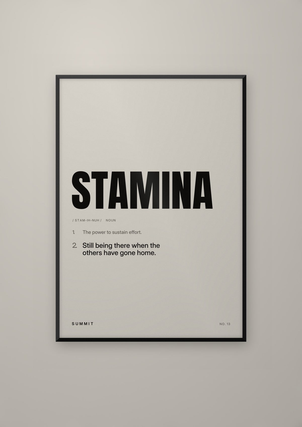 Stamina, Defined in a black frame