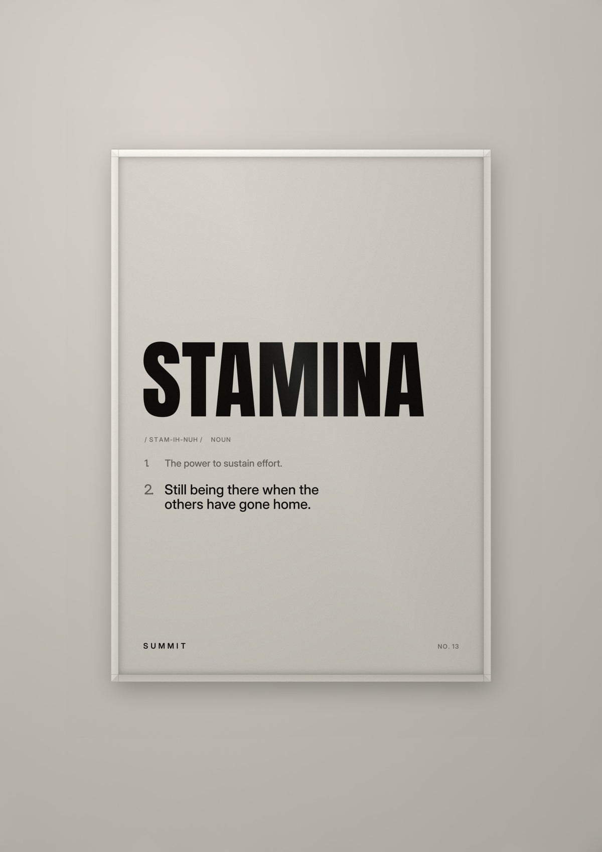 Stamina, Defined in a white frame