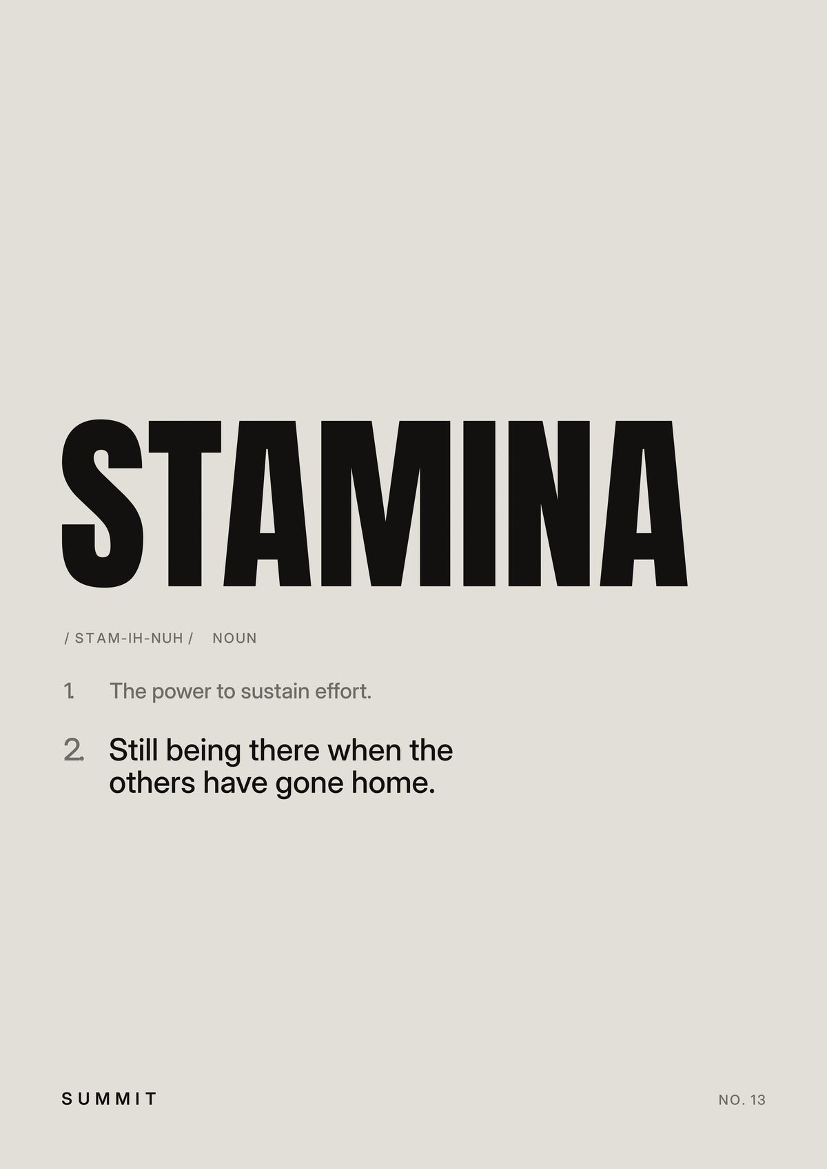 Stamina, Defined, unframed art print