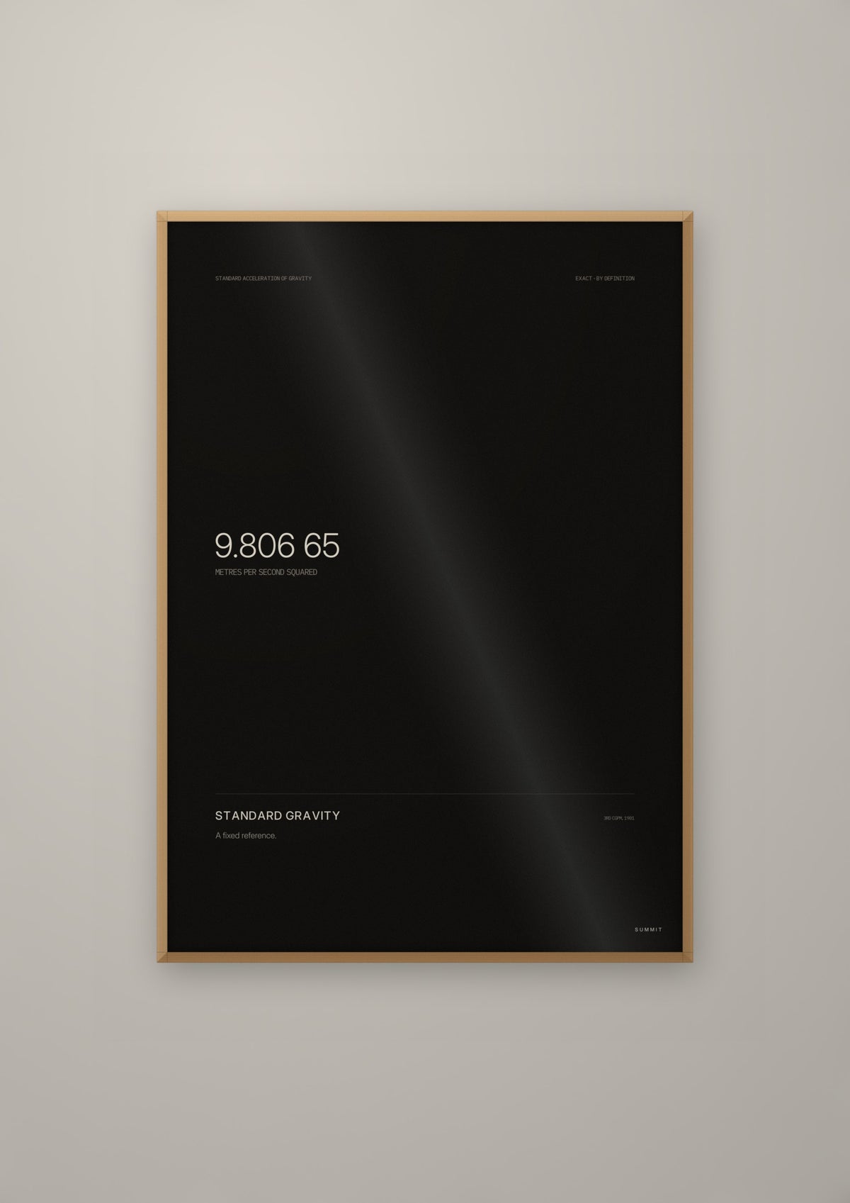 Standard Gravity in a natural wood frame