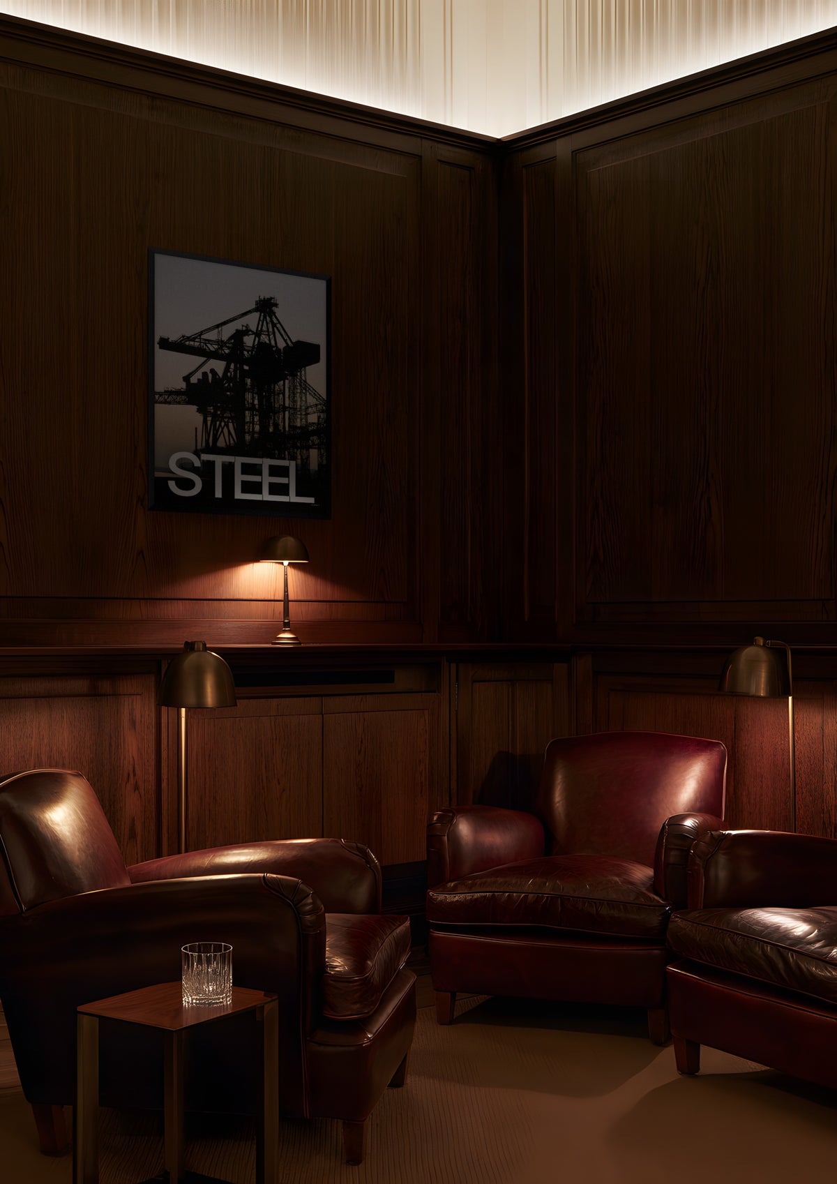 Steel in a black frame, shown in cigar-lounge