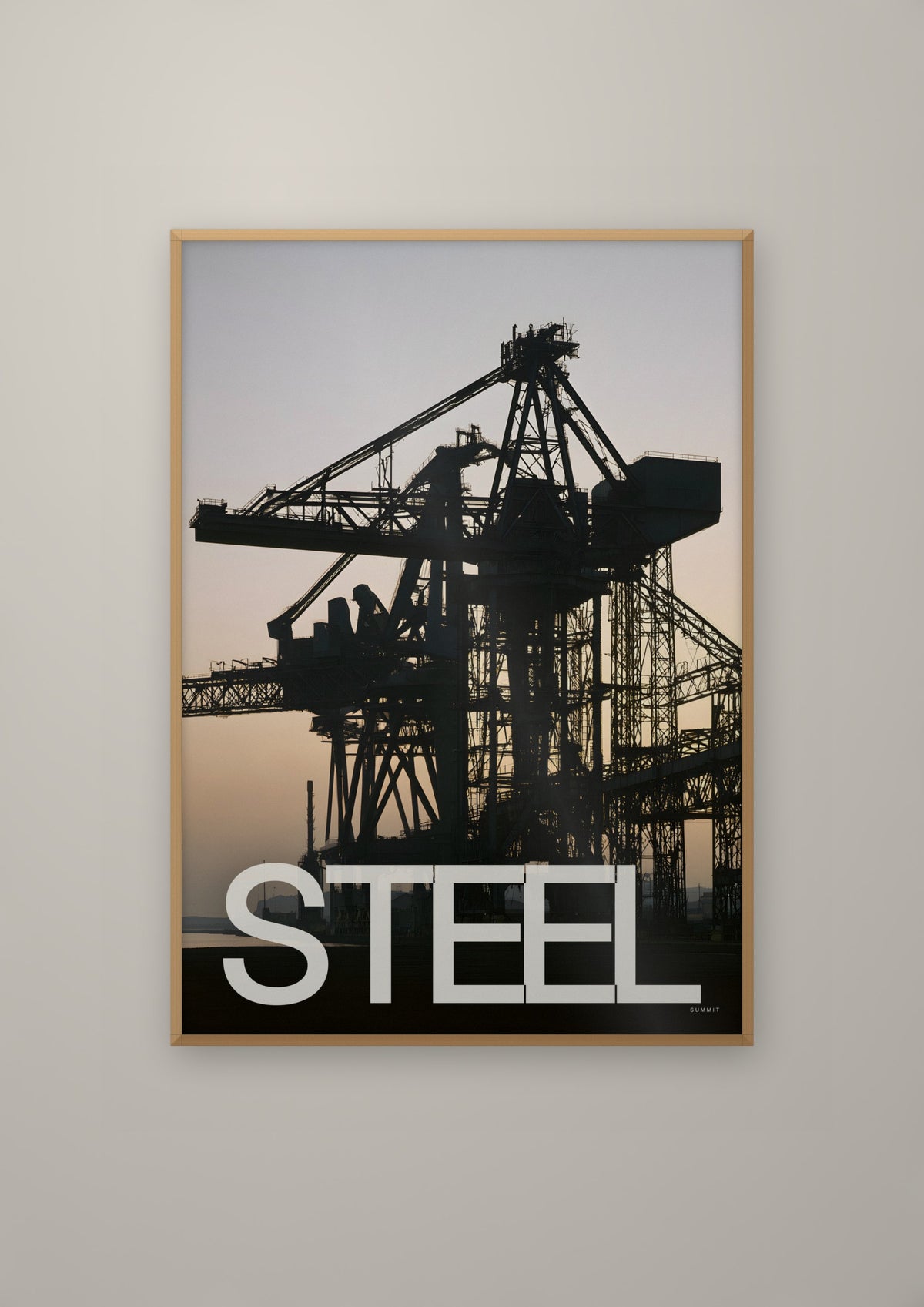 Steel in a natural wood frame