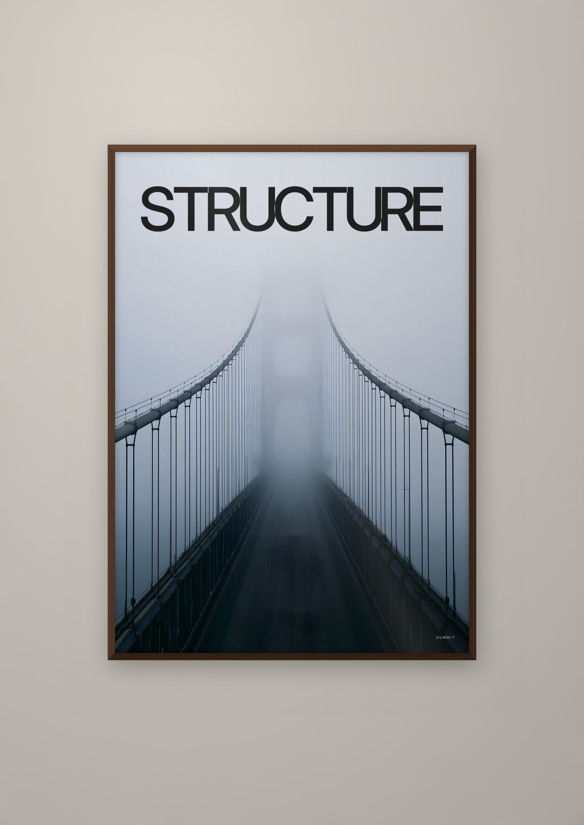 Structure in a dark wood frame