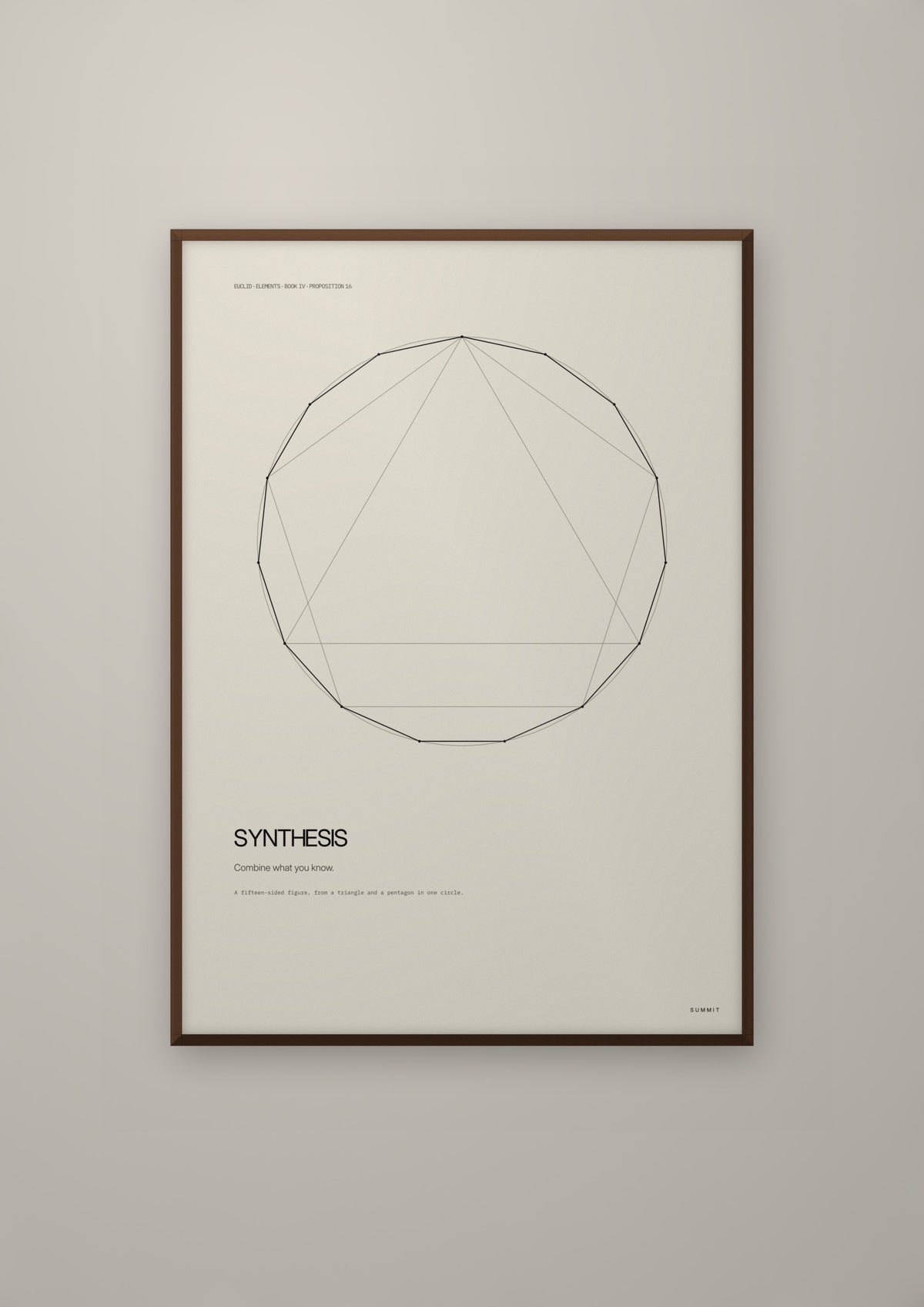 Synthesis in a dark wood frame