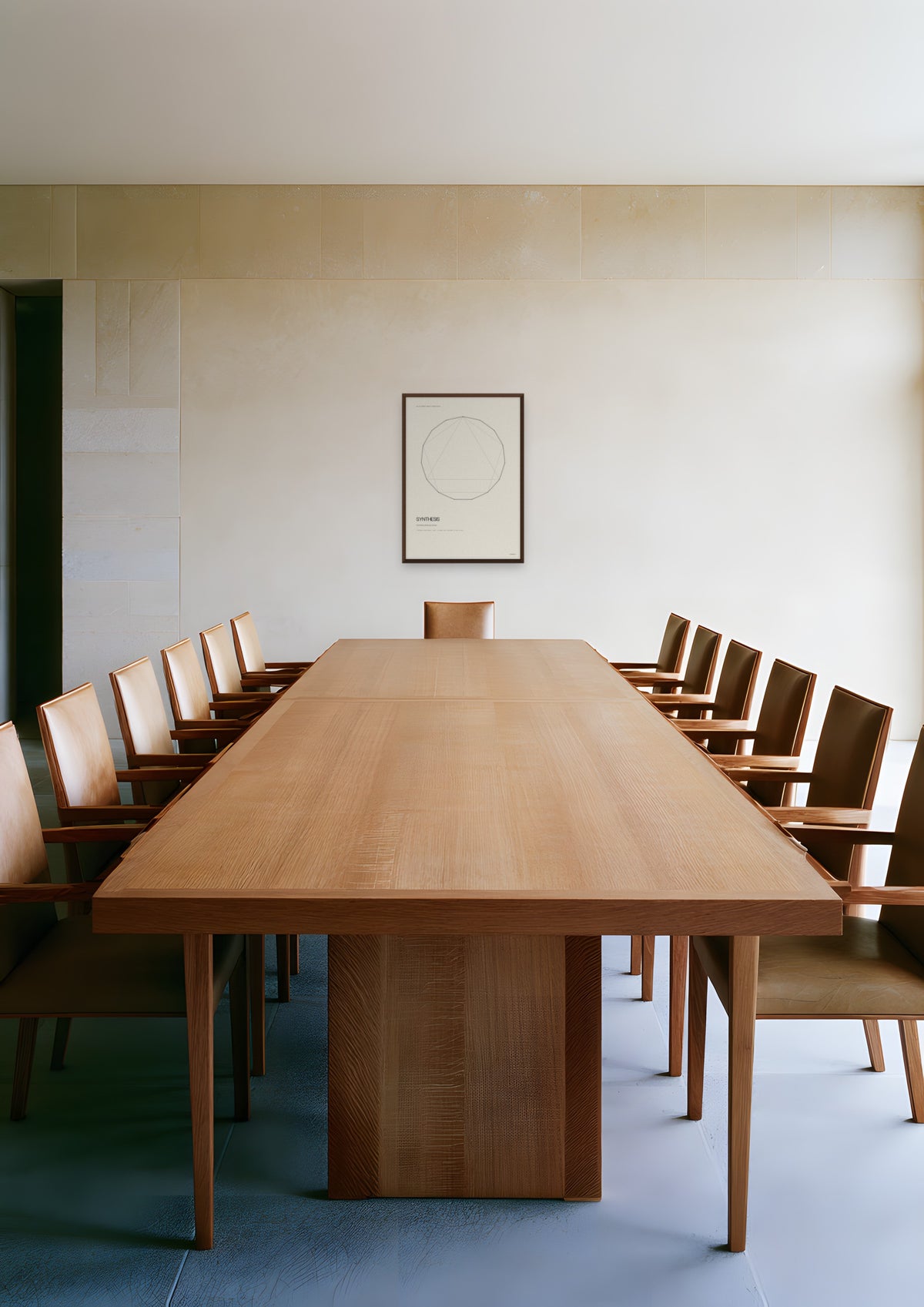 Synthesis in a dark wood frame, shown in austin-startup-boardroom