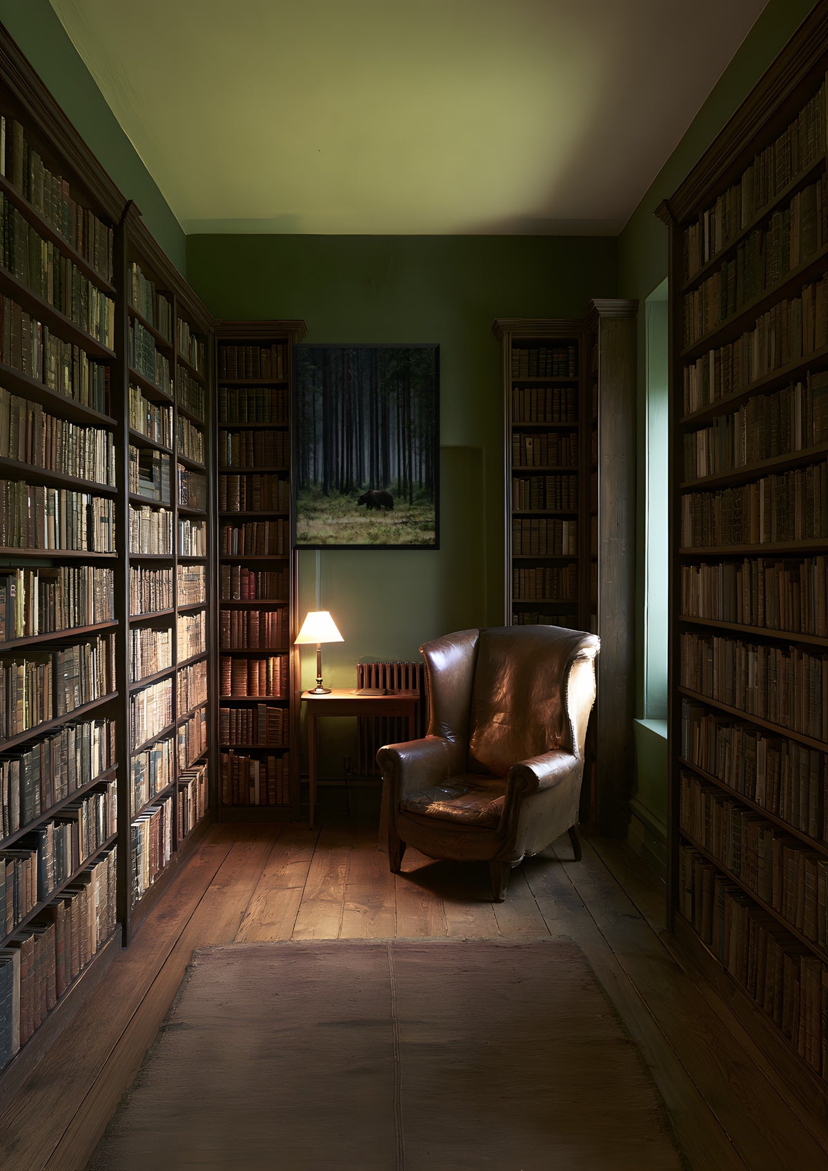 The Bear in a black frame, shown in country-library