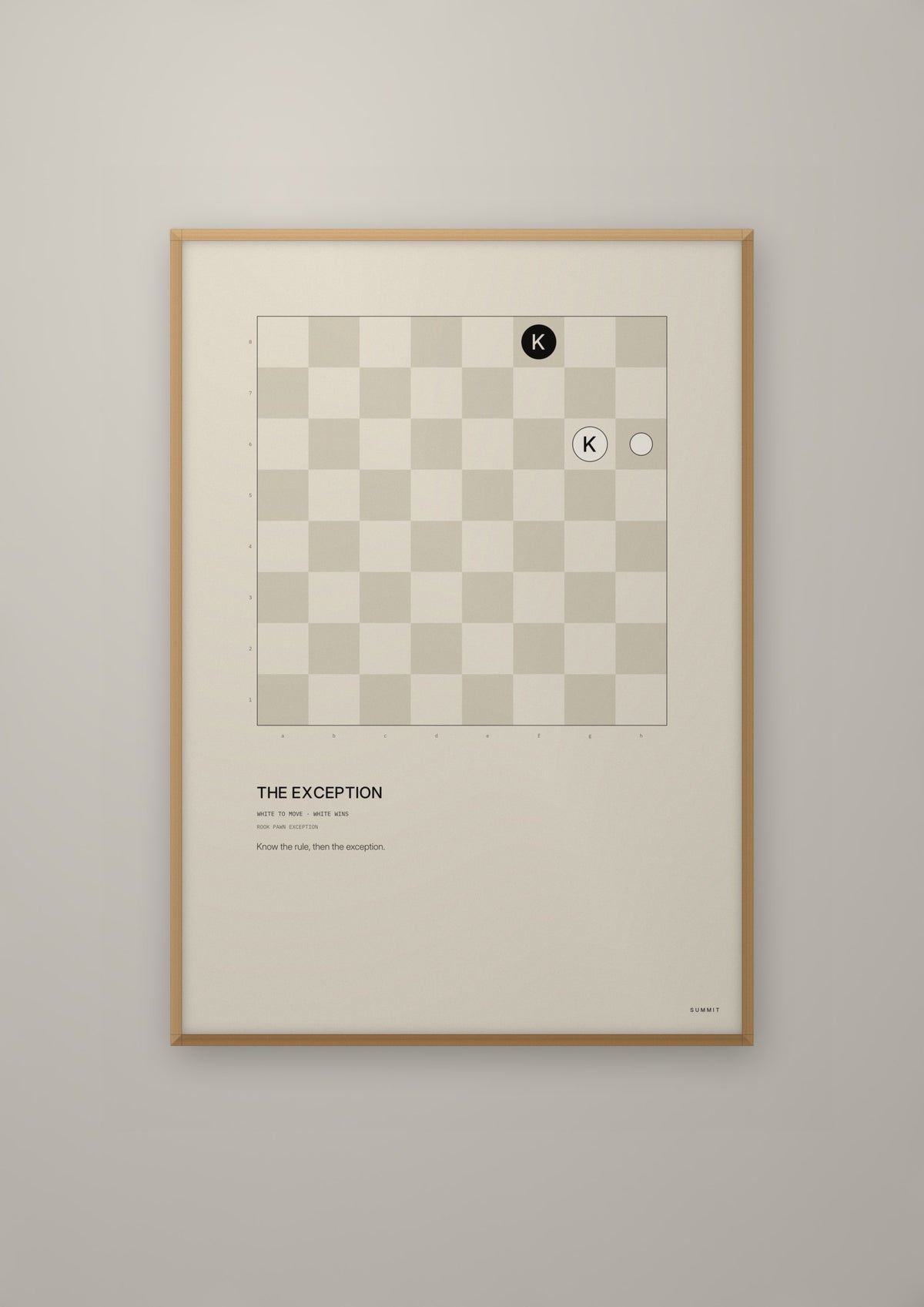 The Exception in a natural wood frame