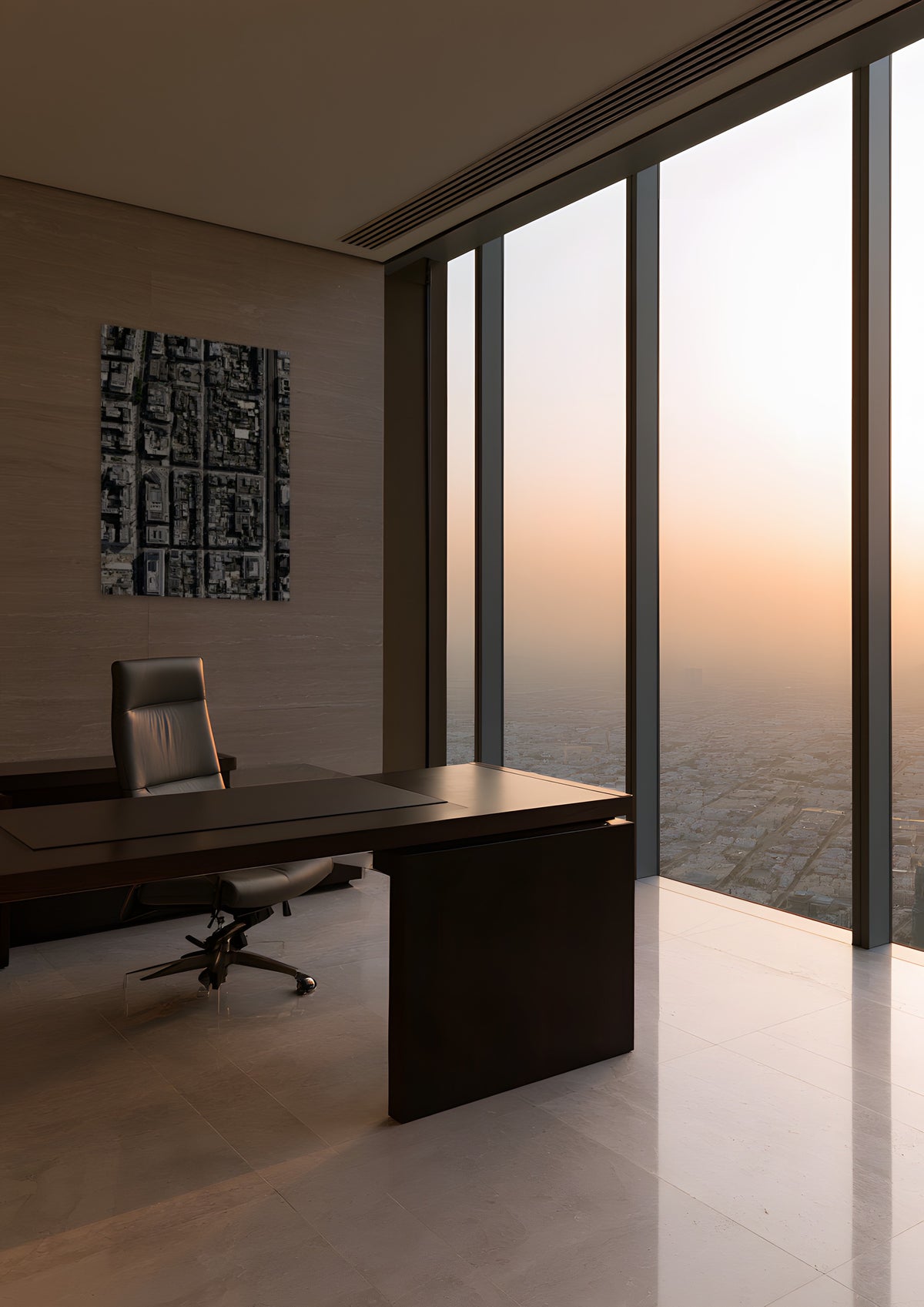 The Grid, unframed art print shown in dubai-executive-office