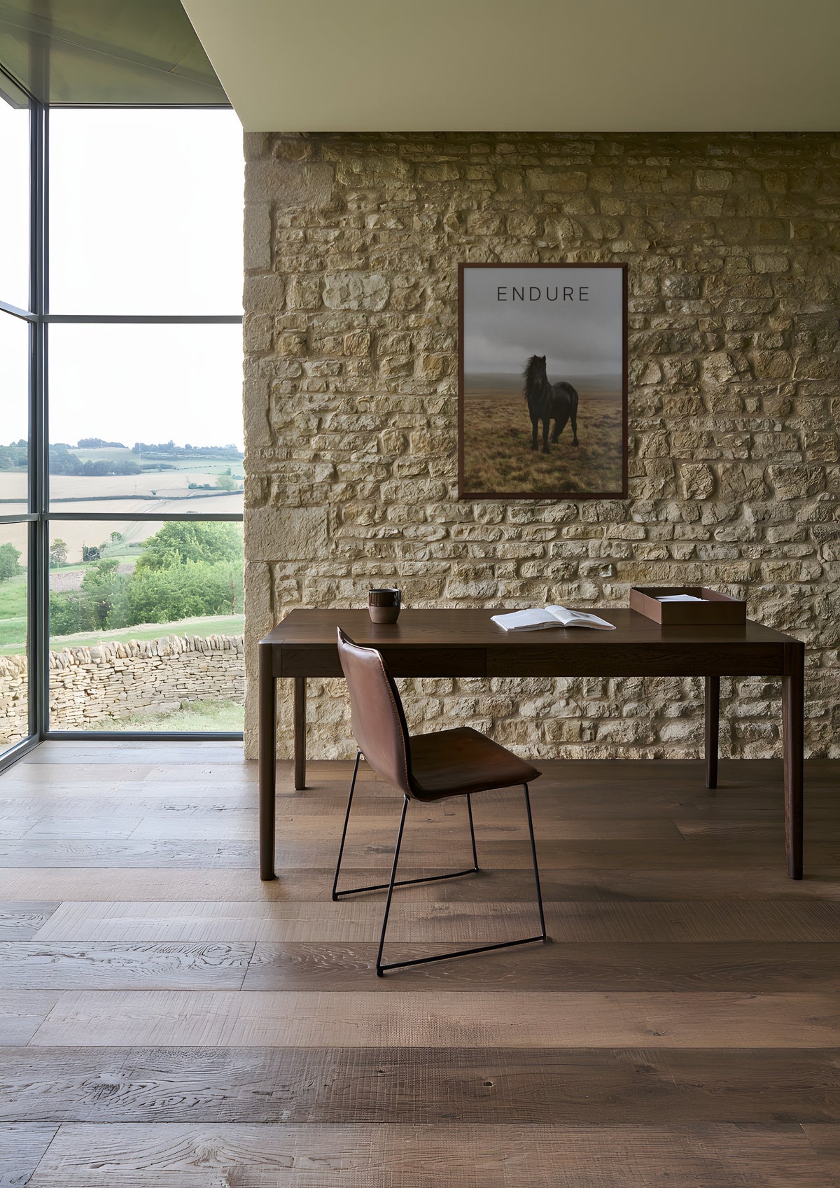 The Horse in a dark wood frame, shown in cotswolds-home-office