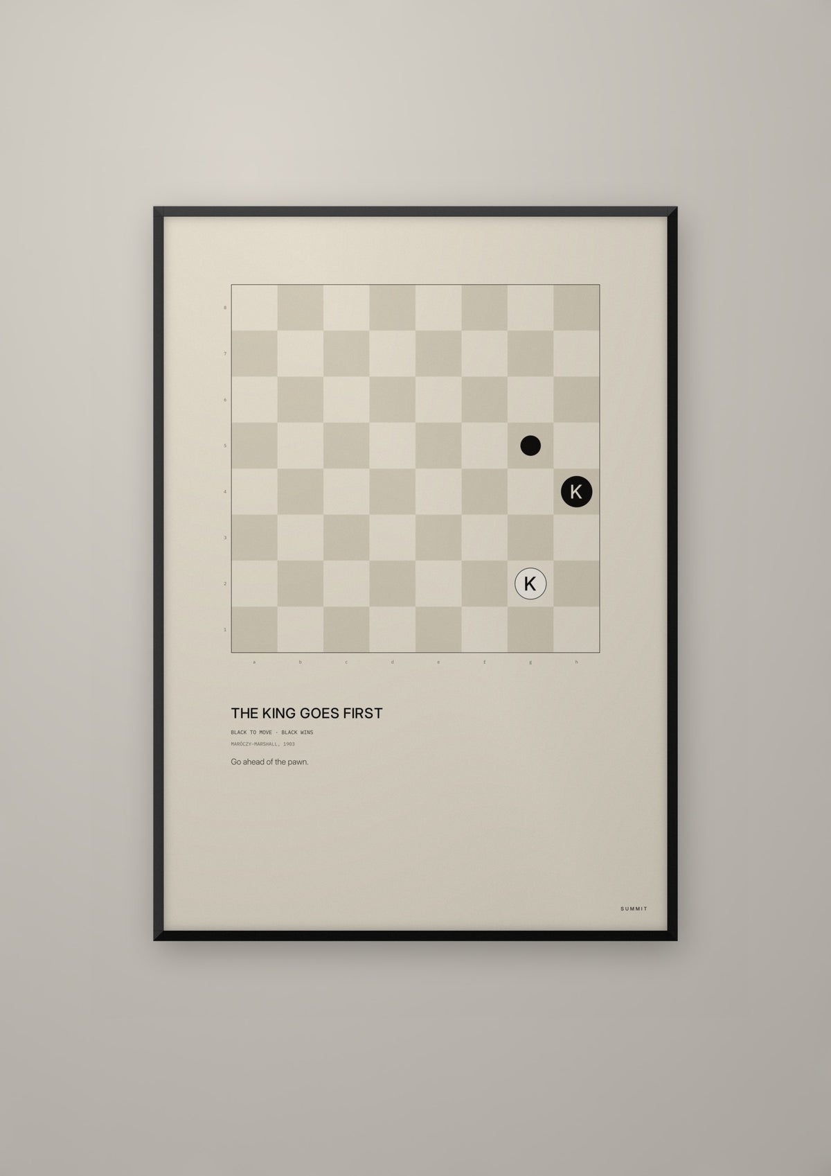 The King Goes First in a black frame