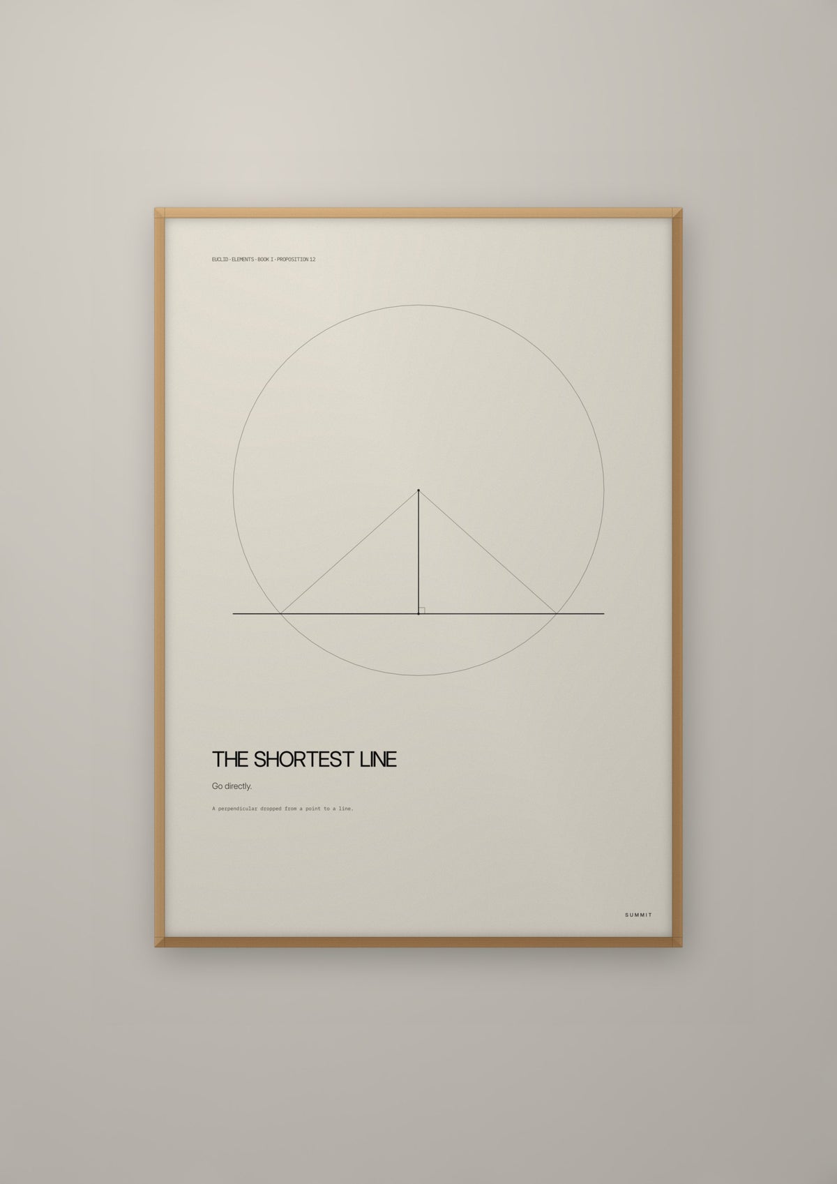 The Shortest Line in a natural wood frame