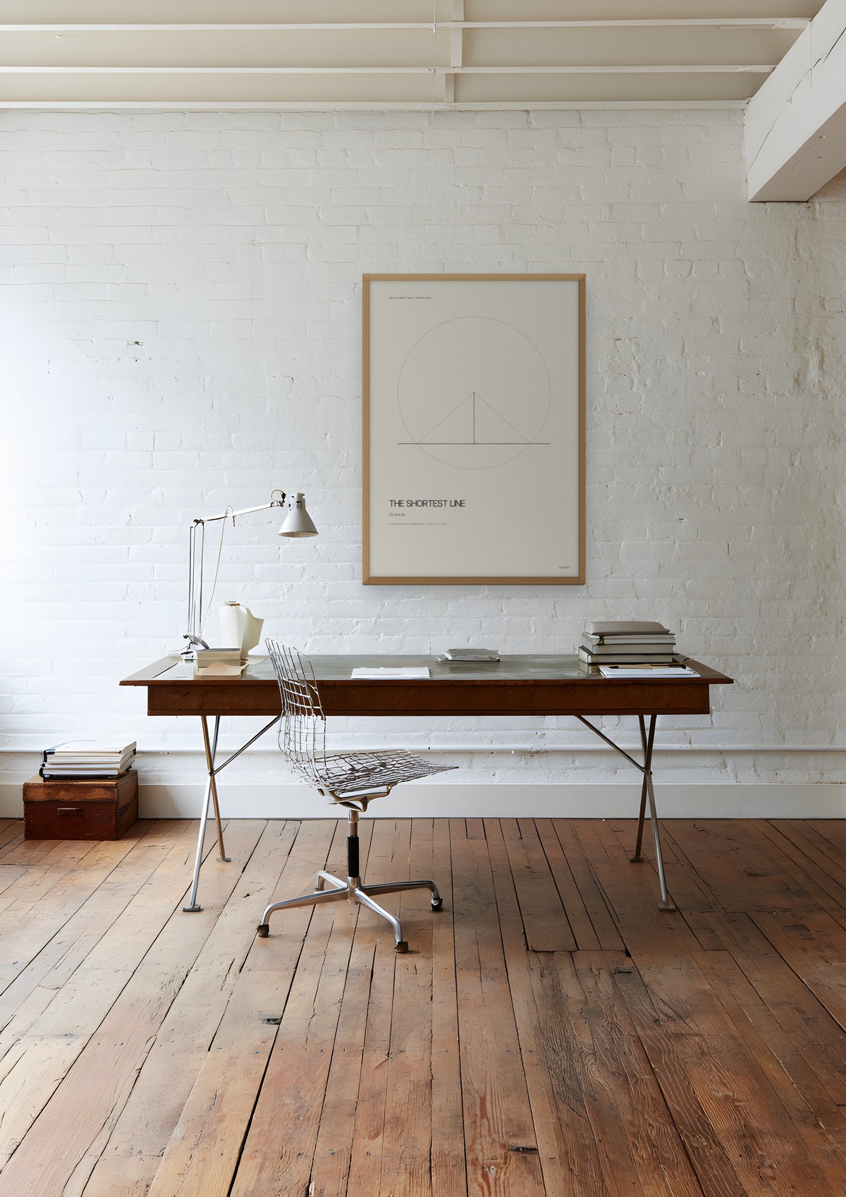 The Shortest Line in a natural wood frame, shown in montreal-plateau-apartment