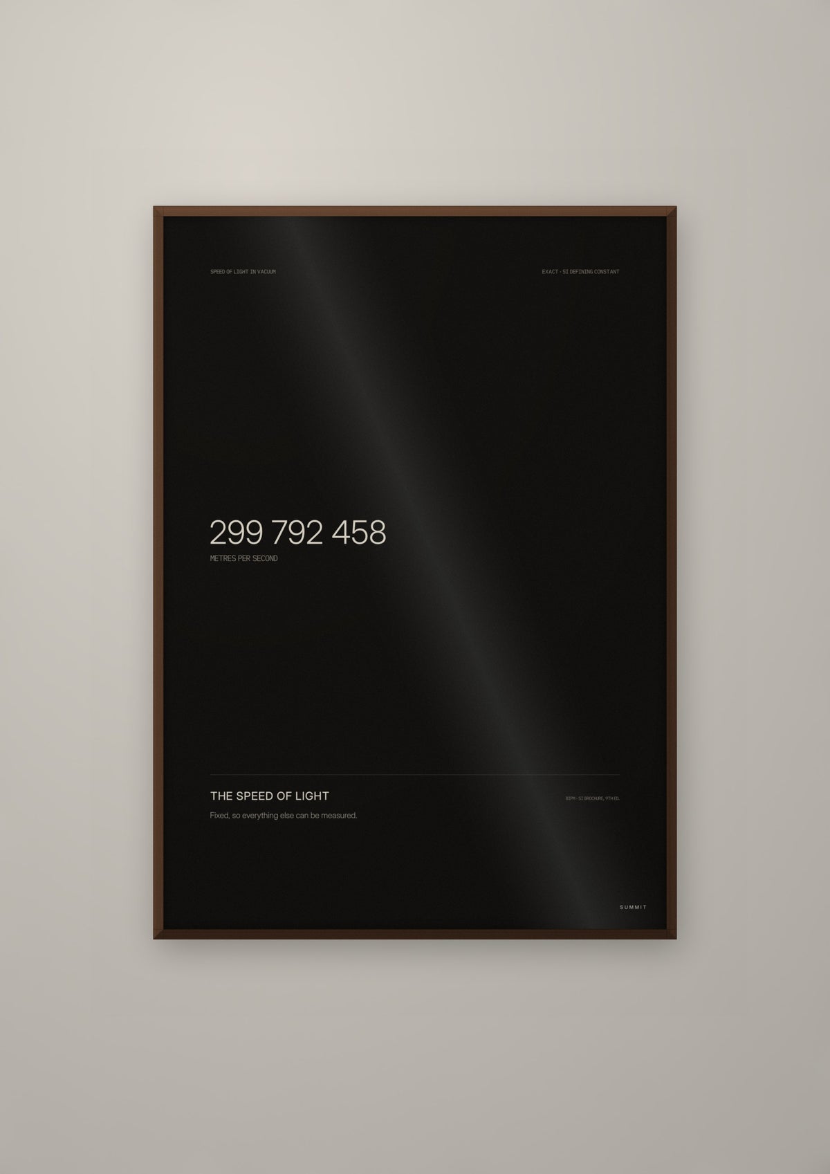 The Speed of Light in a dark wood frame