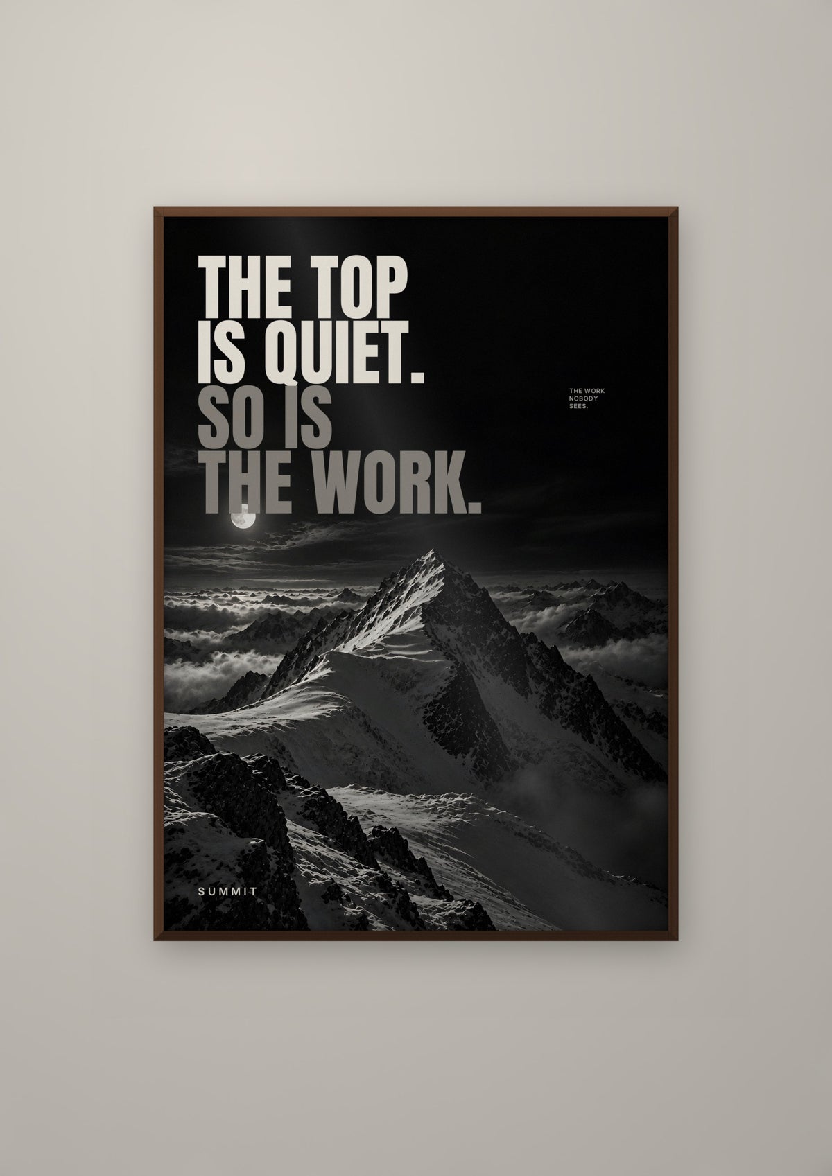 The Top Is Quiet in a dark wood frame