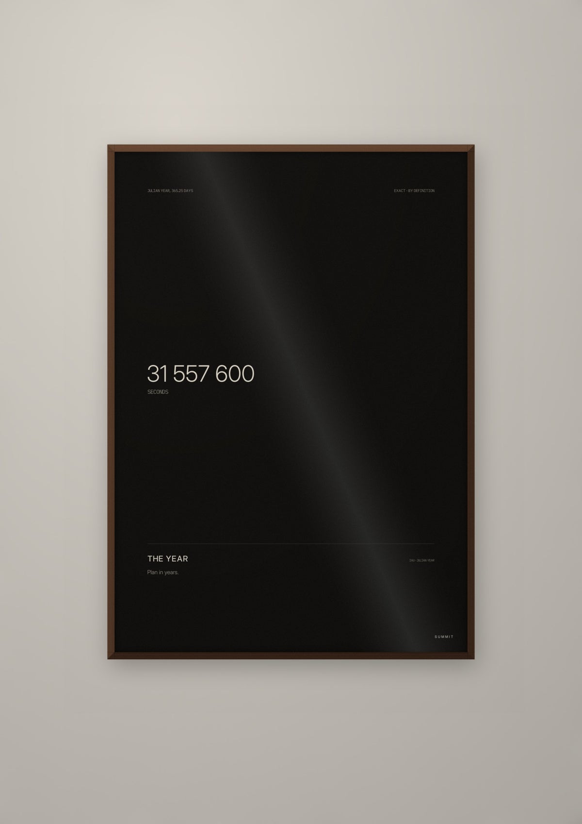 The Year in a dark wood frame