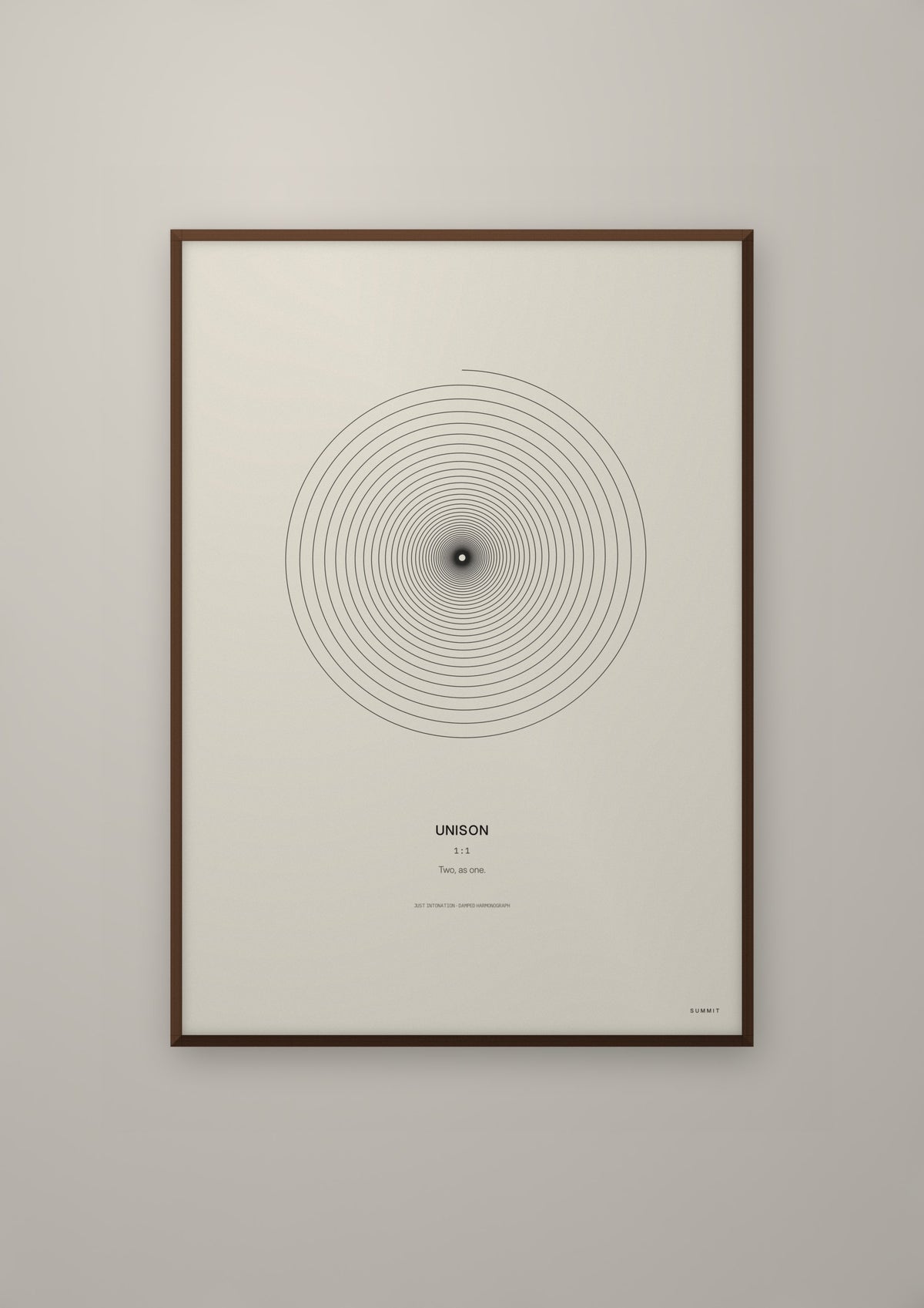 Unison in a dark wood frame