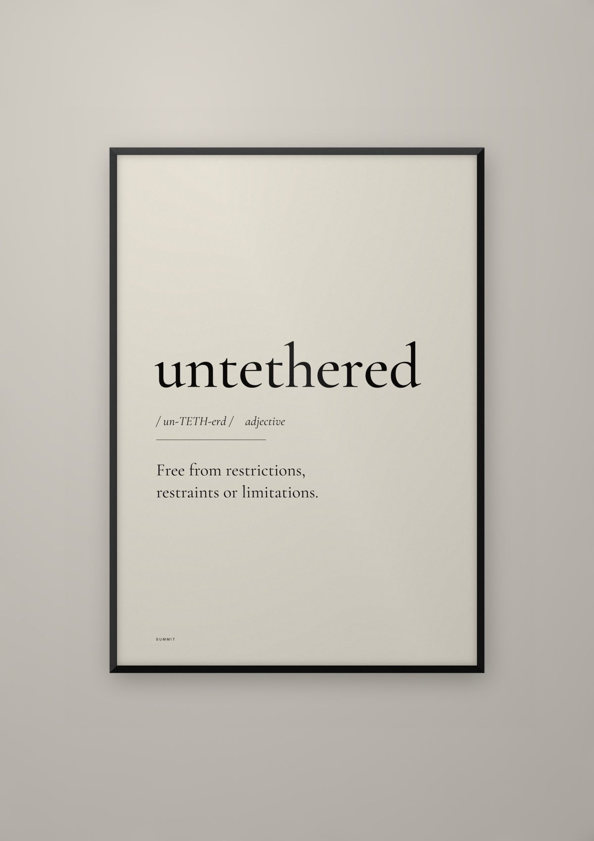 Untethered in a black frame