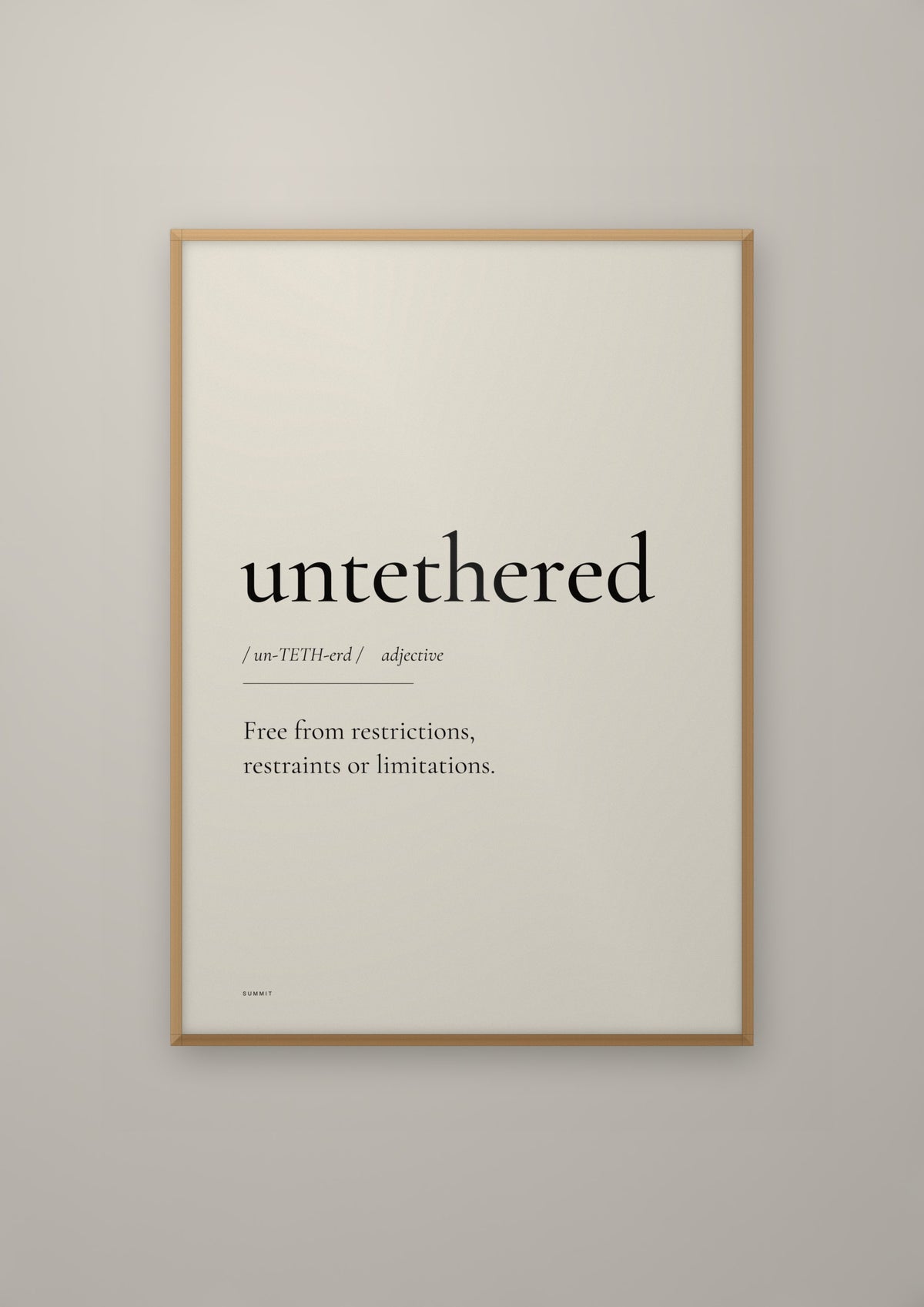 Untethered in a natural wood frame