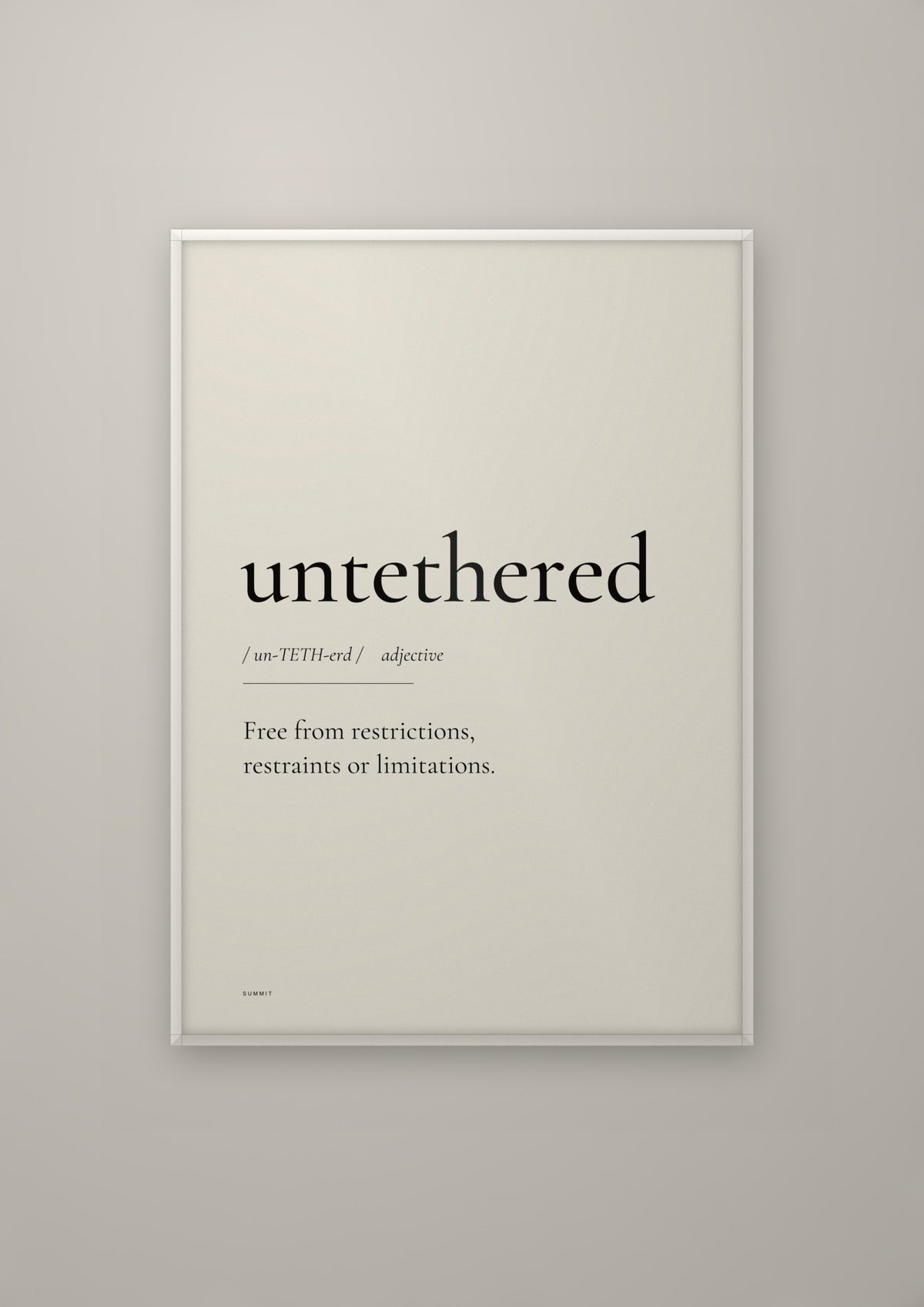 Untethered in a white frame