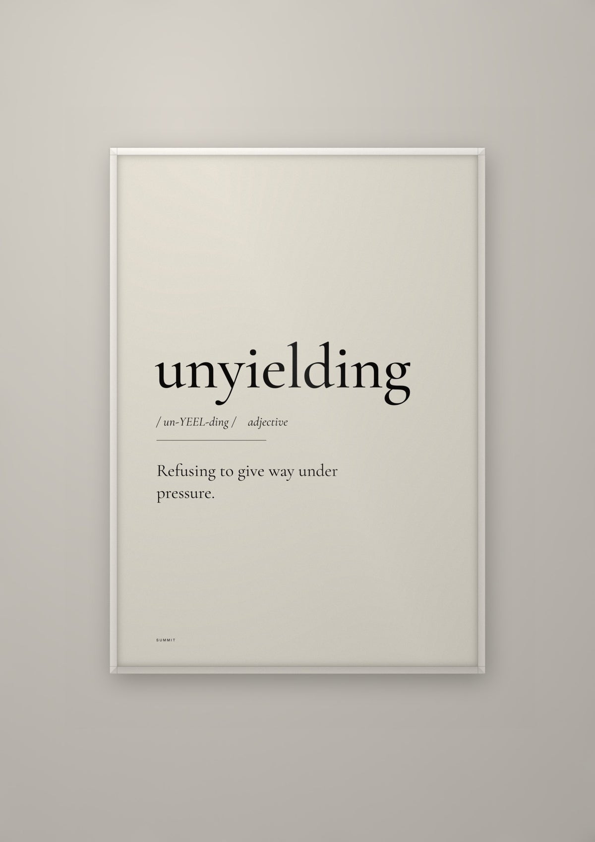 Unyielding in a white frame