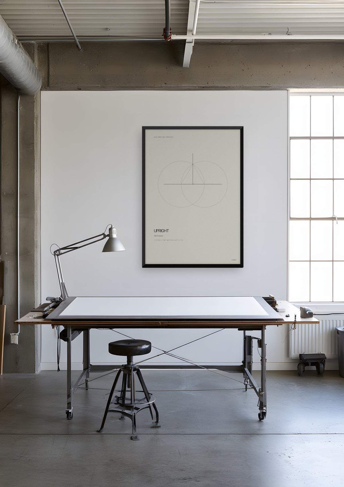 Upright in a black frame, shown in rotterdam-engineering-office