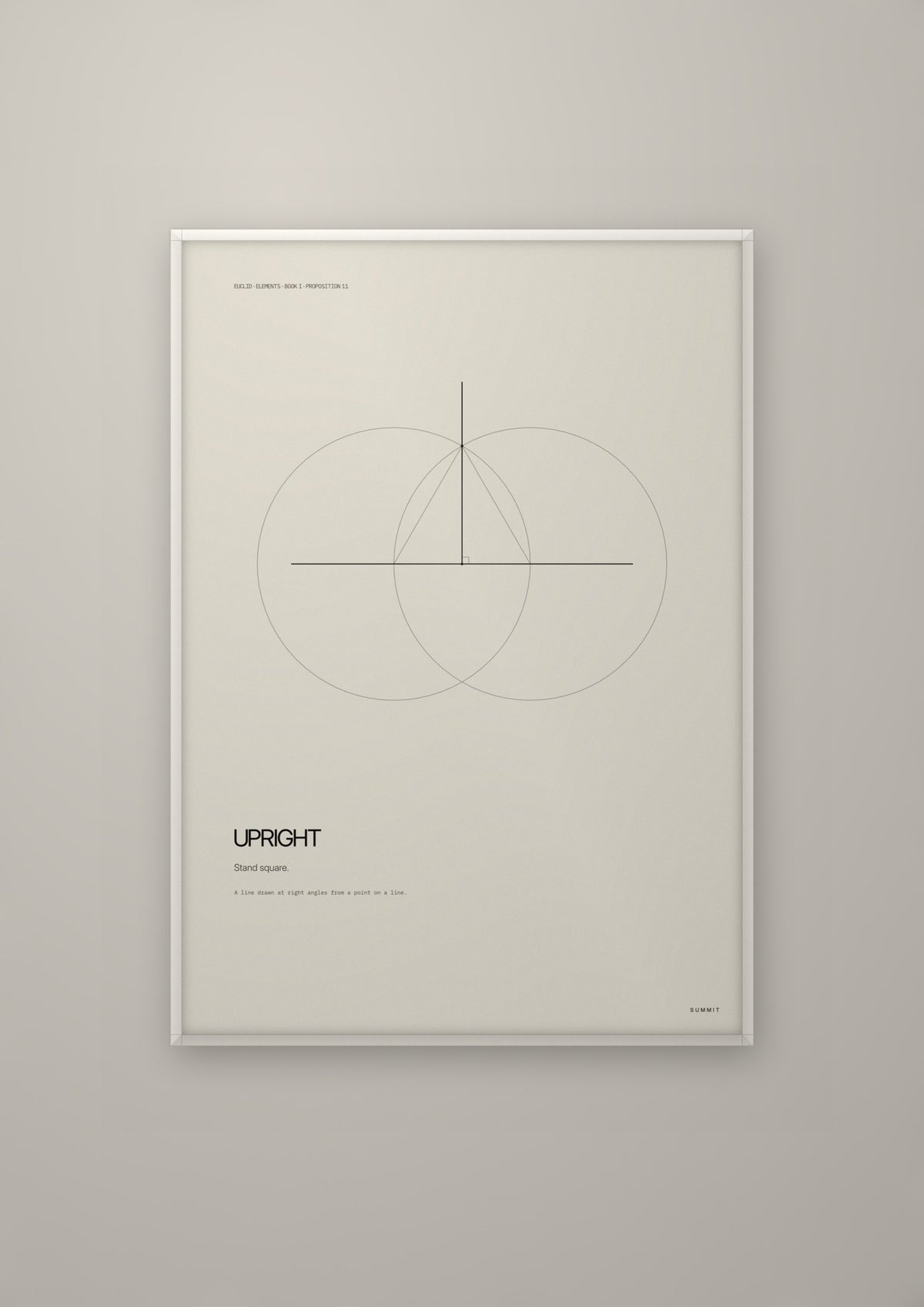 Upright in a white frame