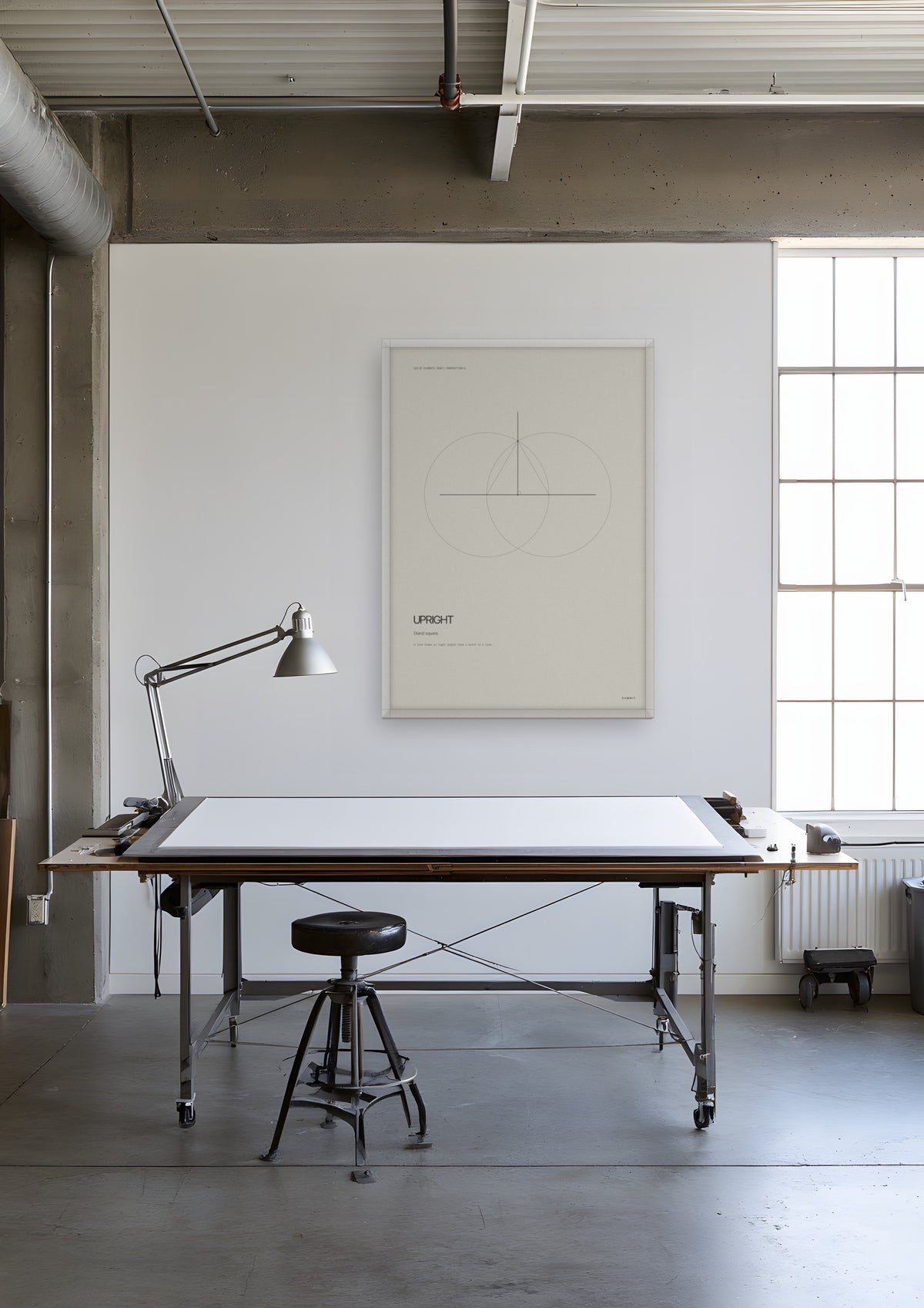 Upright in a white frame, shown in rotterdam-engineering-office