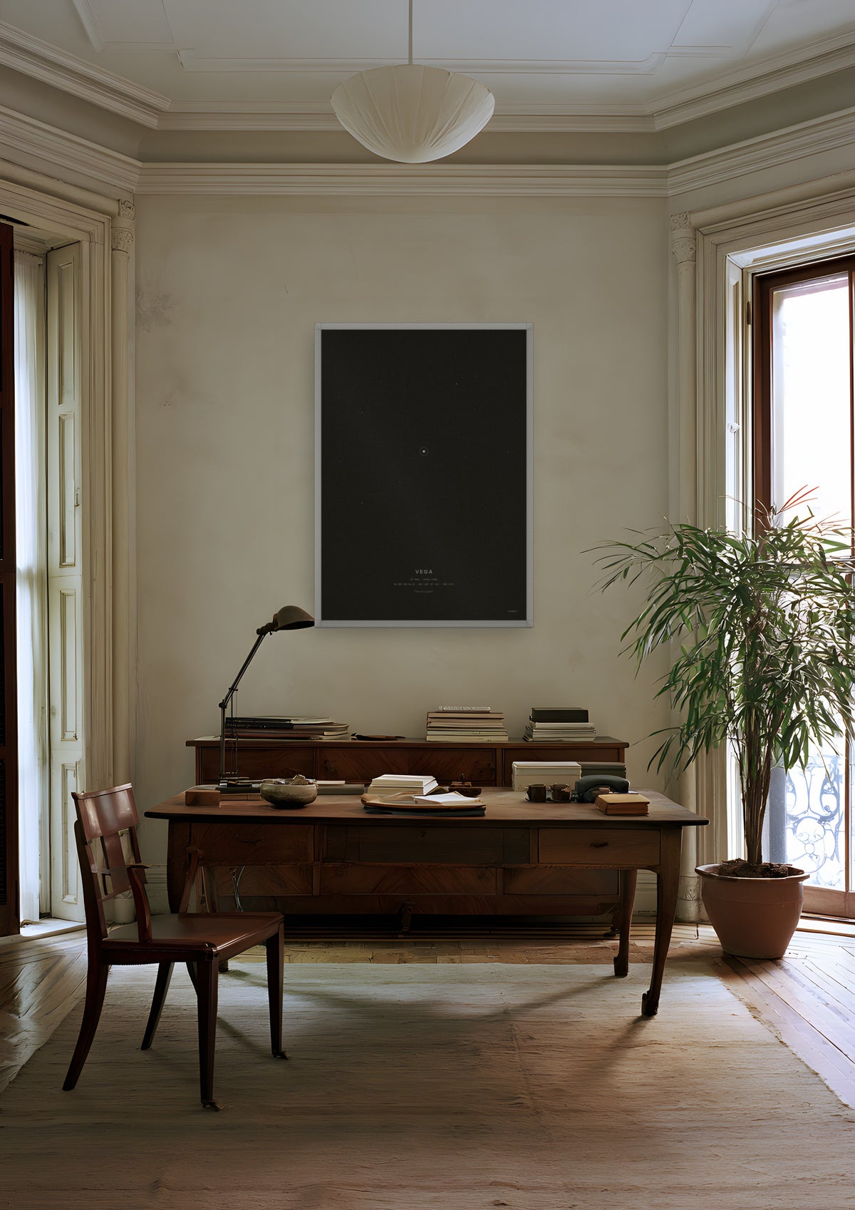 Vega in a white frame, shown in boston-back-bay-study
