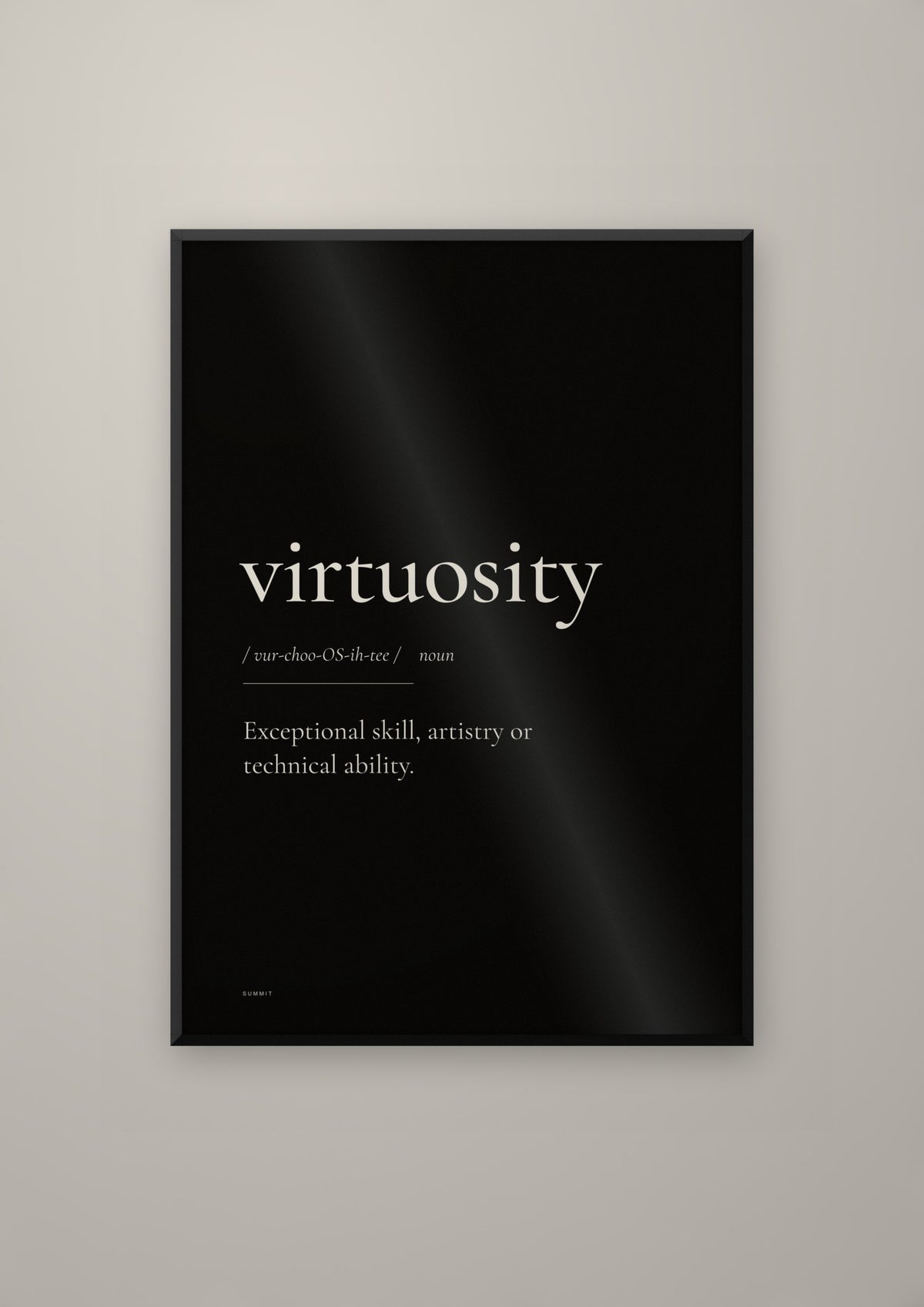 Virtuosity (Black) in a black frame