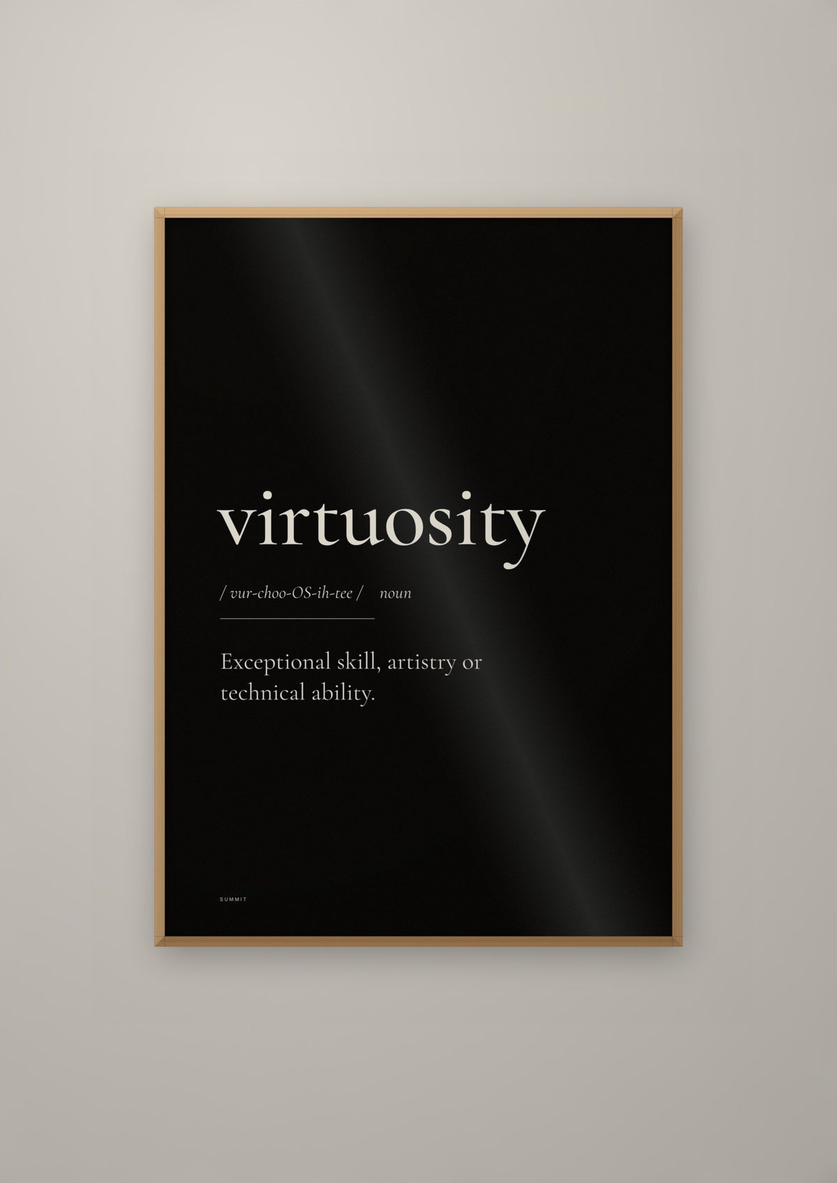 Virtuosity (Black) in a natural wood frame