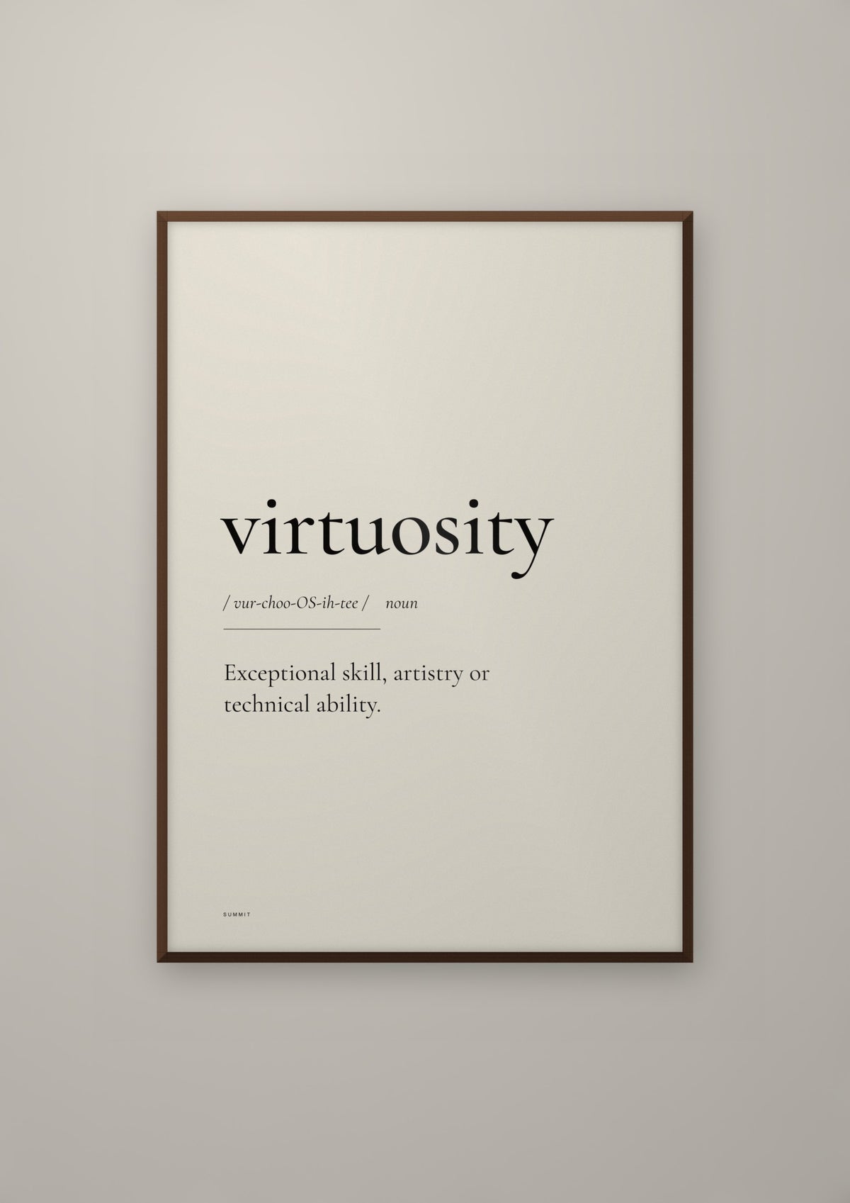 Virtuosity in a dark wood frame