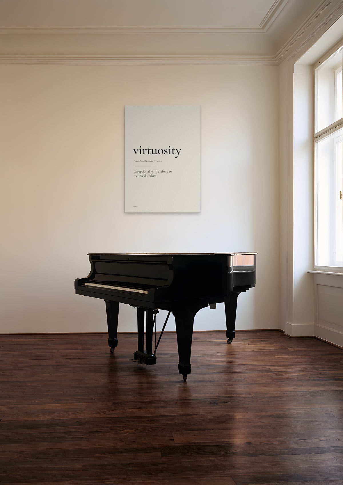 Virtuosity, unframed art print shown in prague-music-room