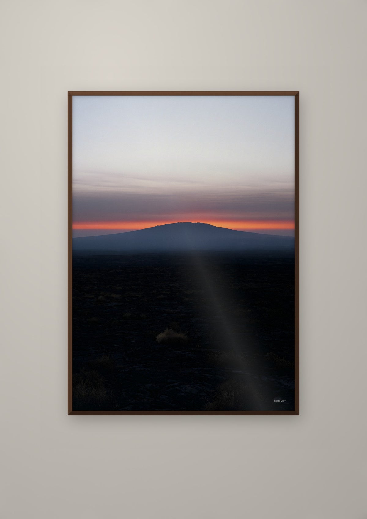 Volcanic Horizon in a dark wood frame