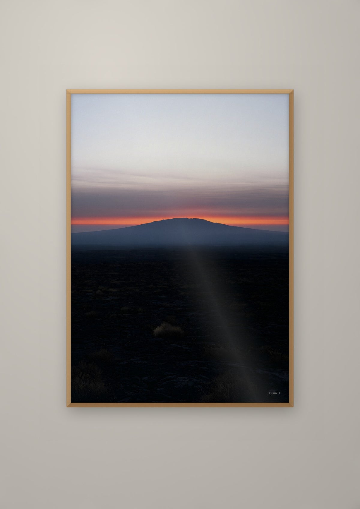 Volcanic Horizon in a natural wood frame