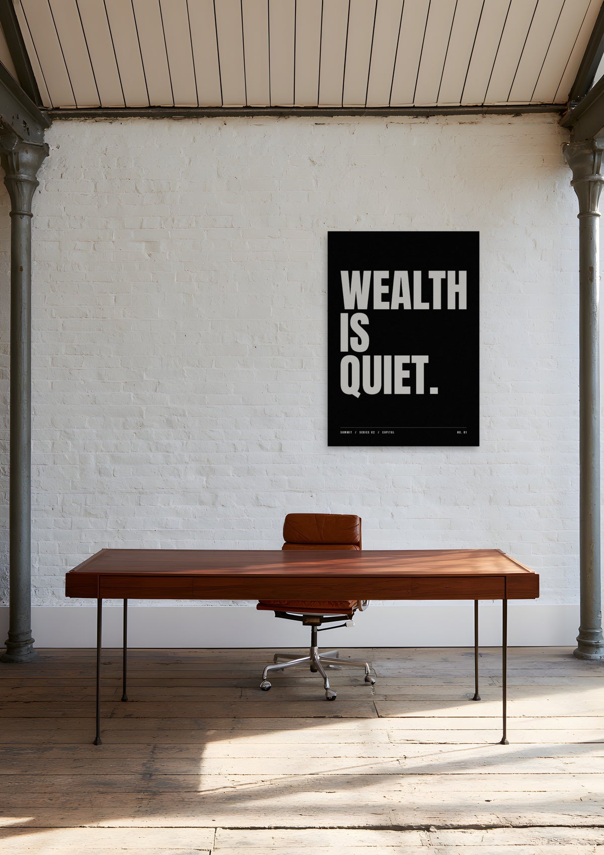Wealth Is Quiet, unframed art print shown in clerkenwell-warehouse-ii