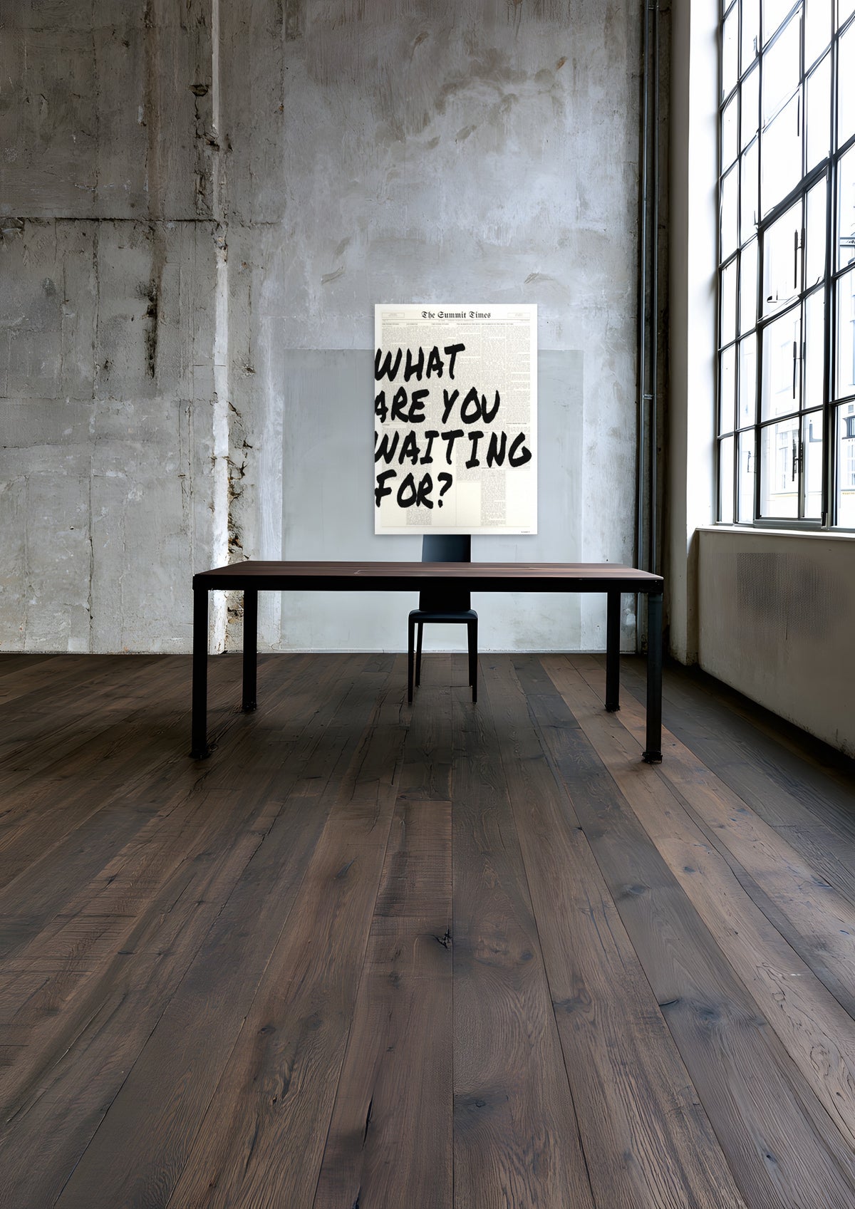 What Are You Waiting For?, unframed art print shown in berlin-concrete-loft