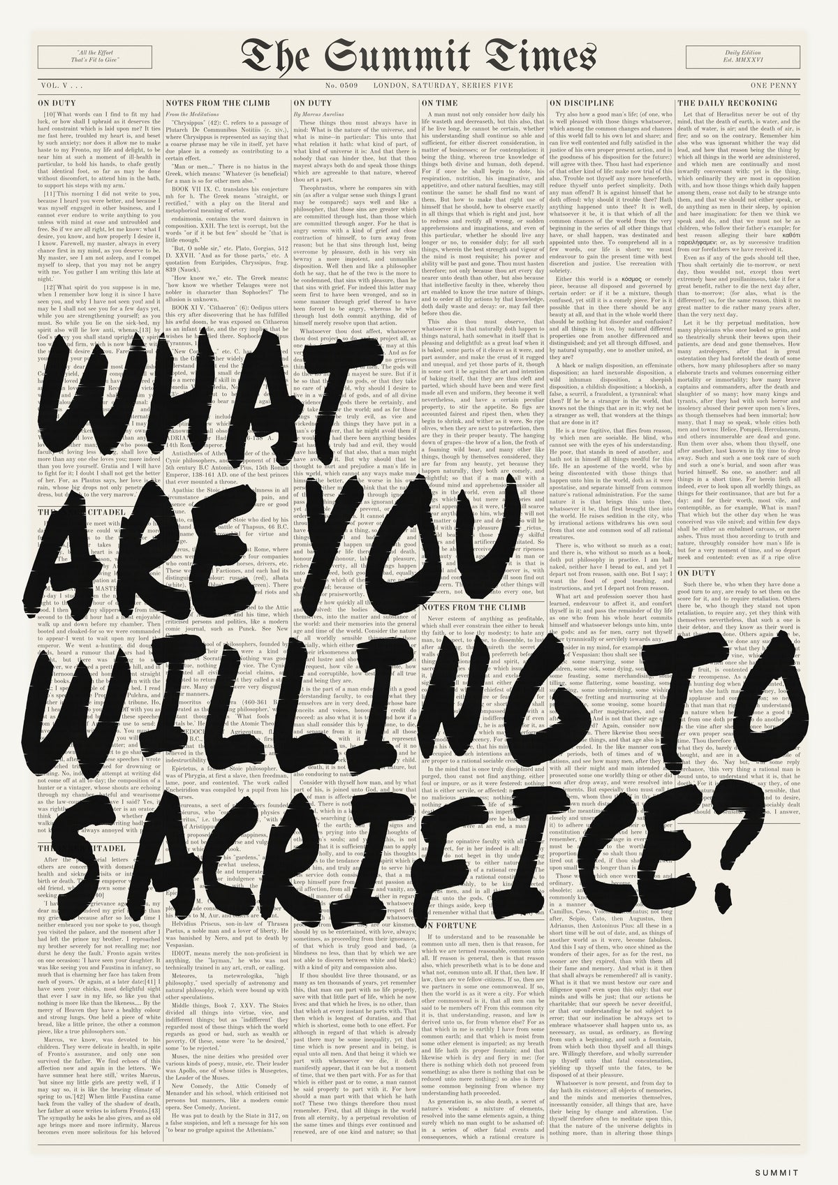 What Are You Willing to Sacrifice?, unframed art print