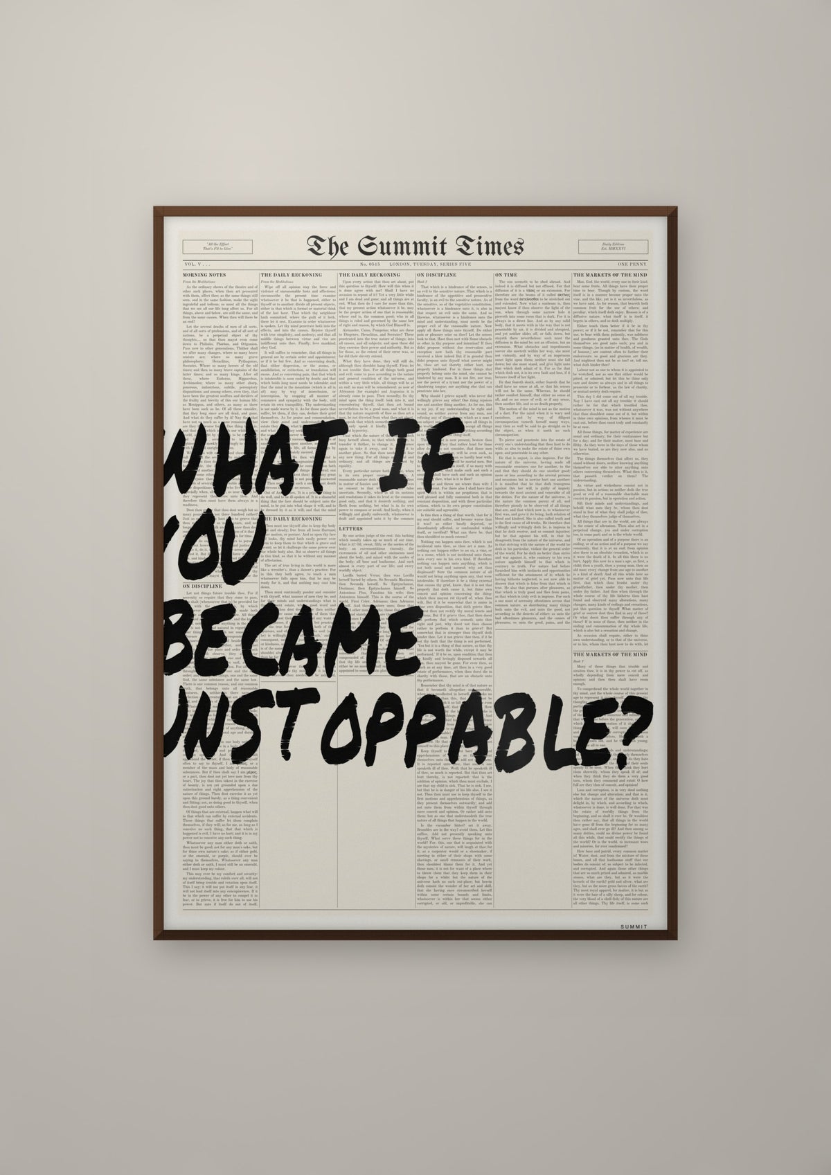 What If You Became Unstoppable? in a dark wood frame