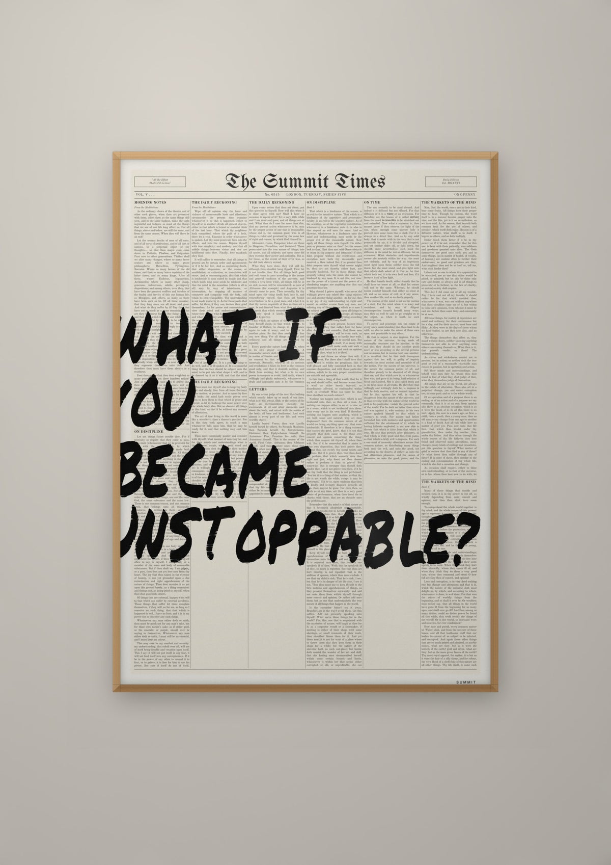 What If You Became Unstoppable? in a natural wood frame