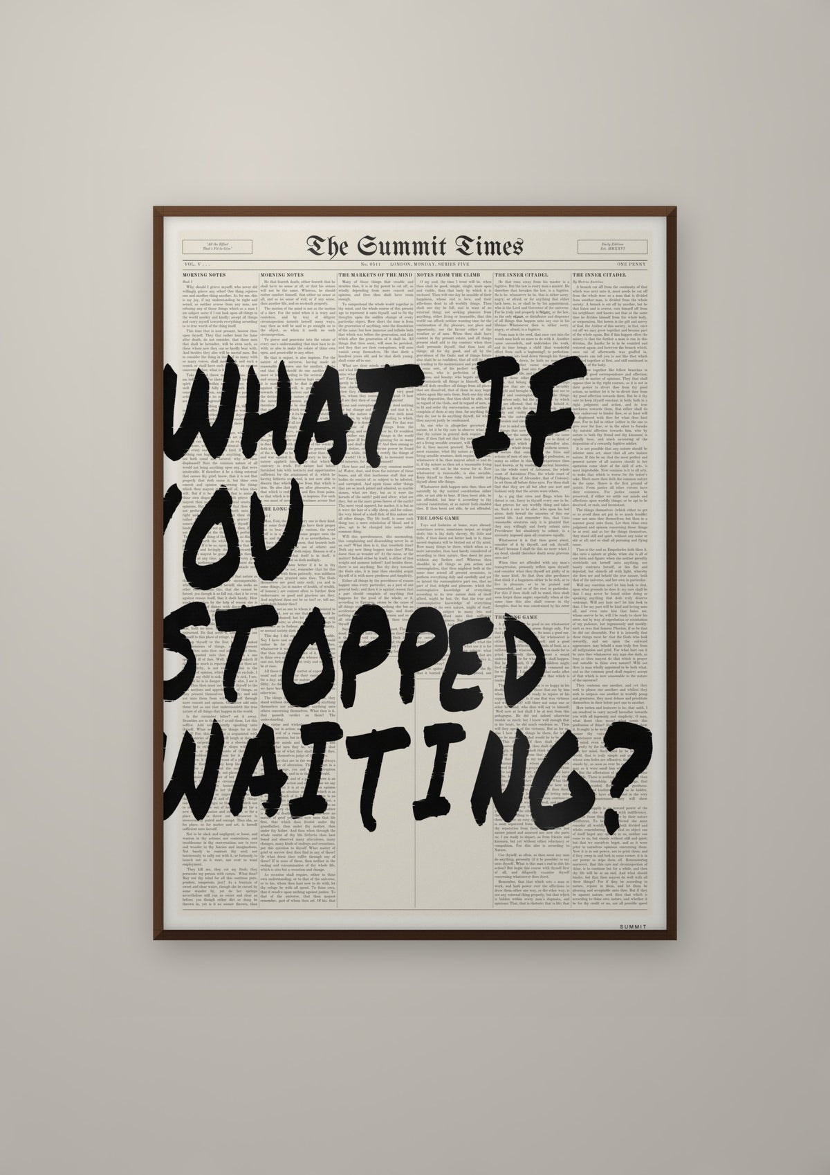 What If You Stopped Waiting? in a dark wood frame